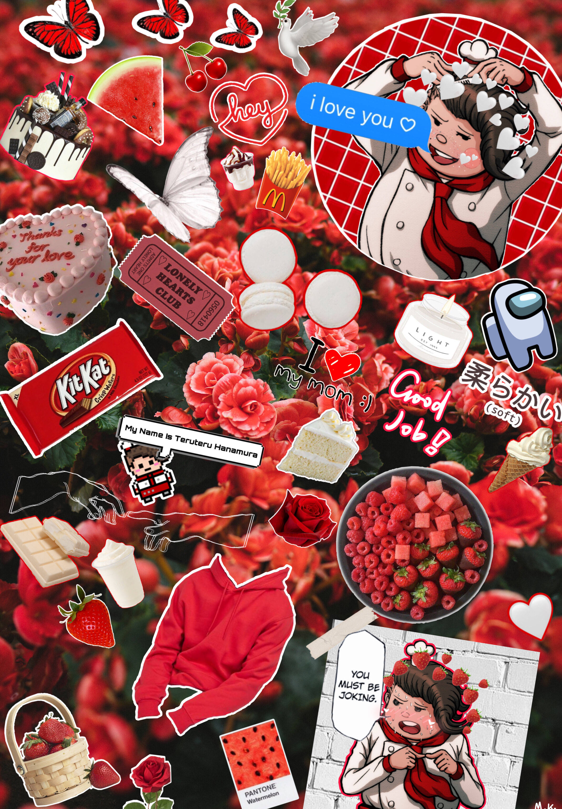 Røde blomster Kitkat Picsart Bakgrunner
