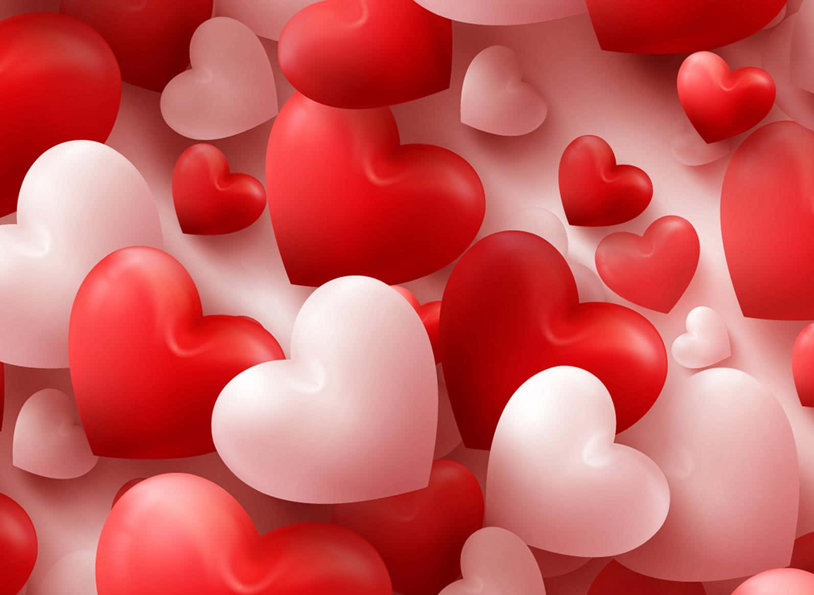 Røde og rosa 3D søte Valentines-hjerter Bakgrunner