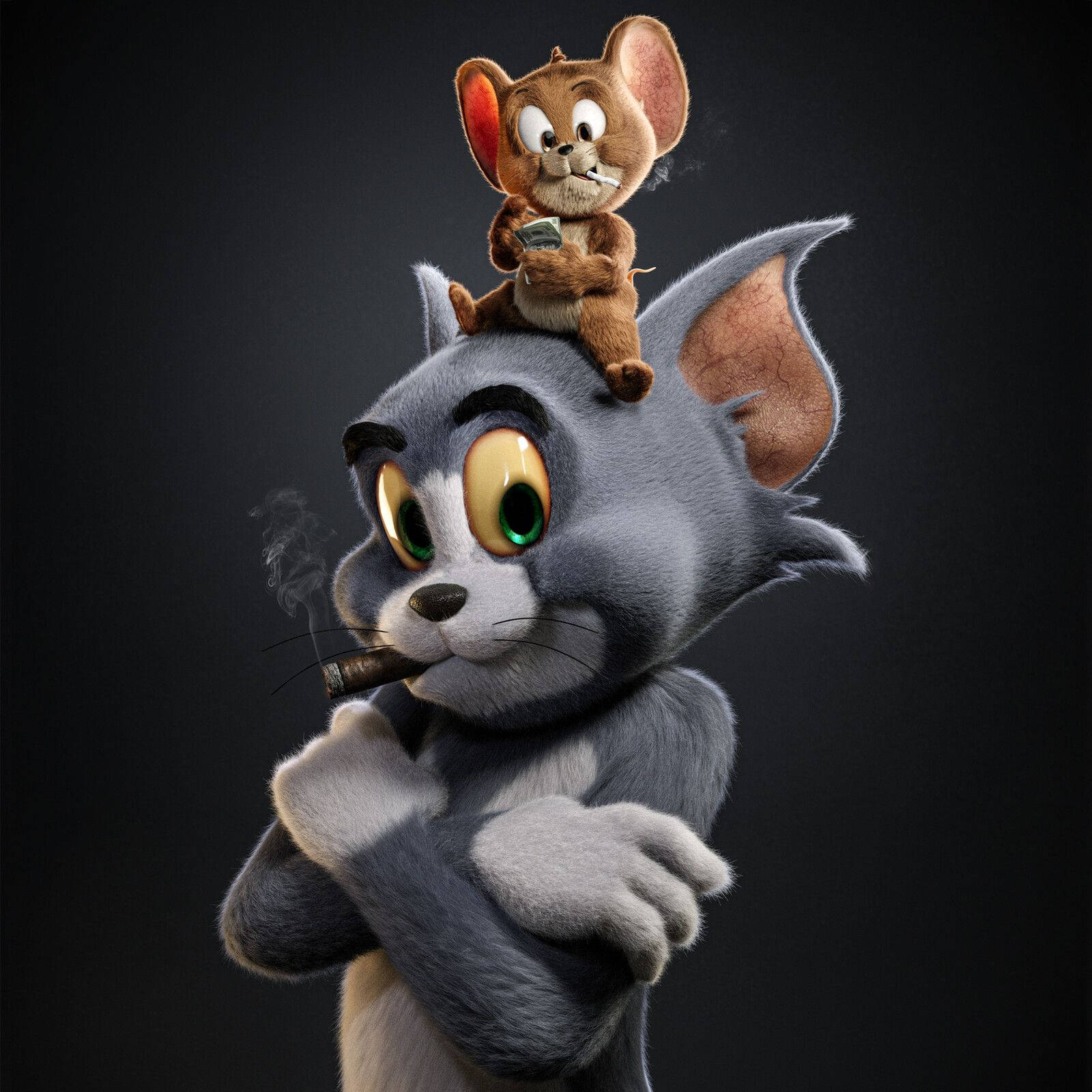 Røykende Tom og Jerry 3D 4K Bakgrunner