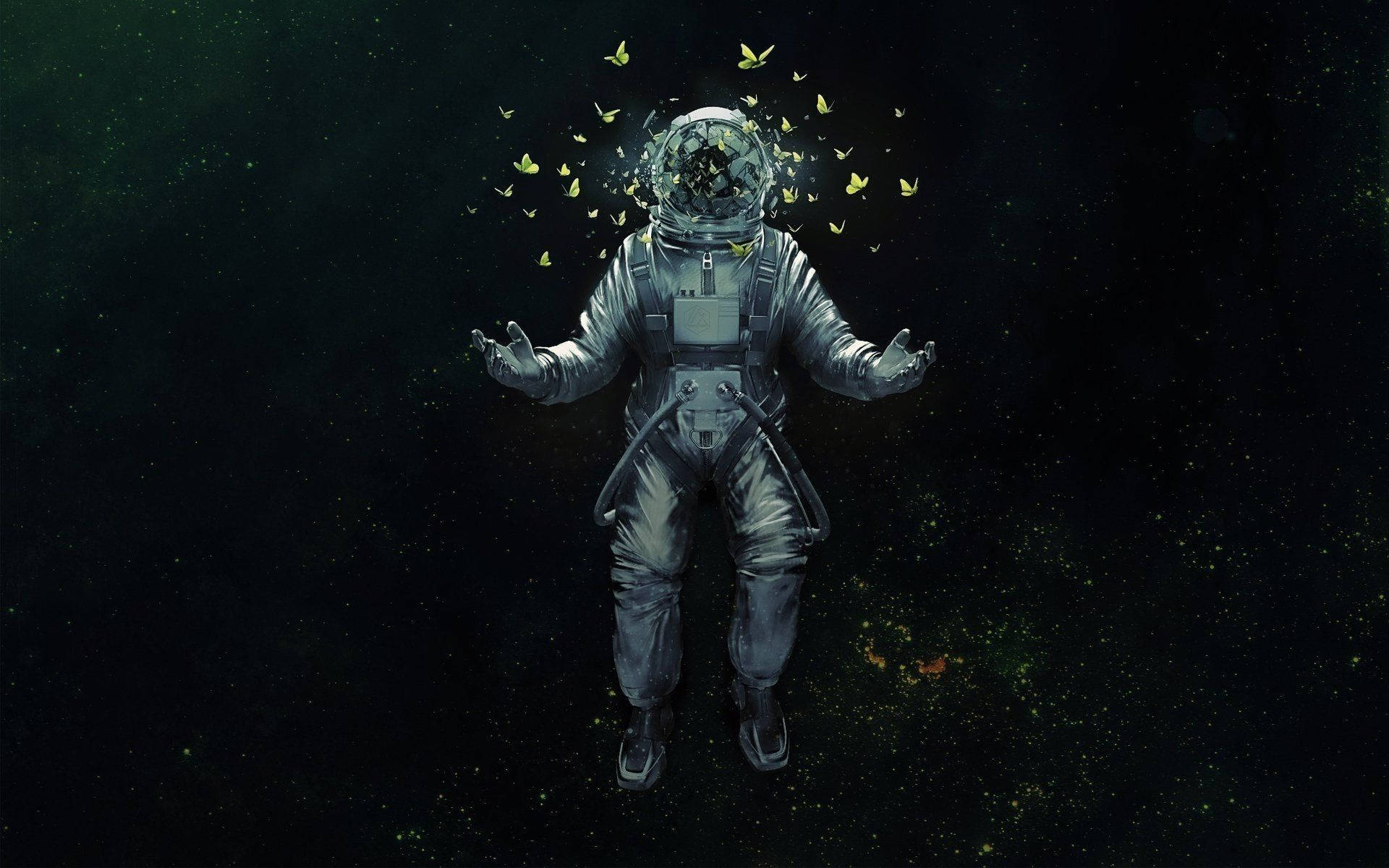 Romestetisk astronaut og sommerfugler Bakgrunner