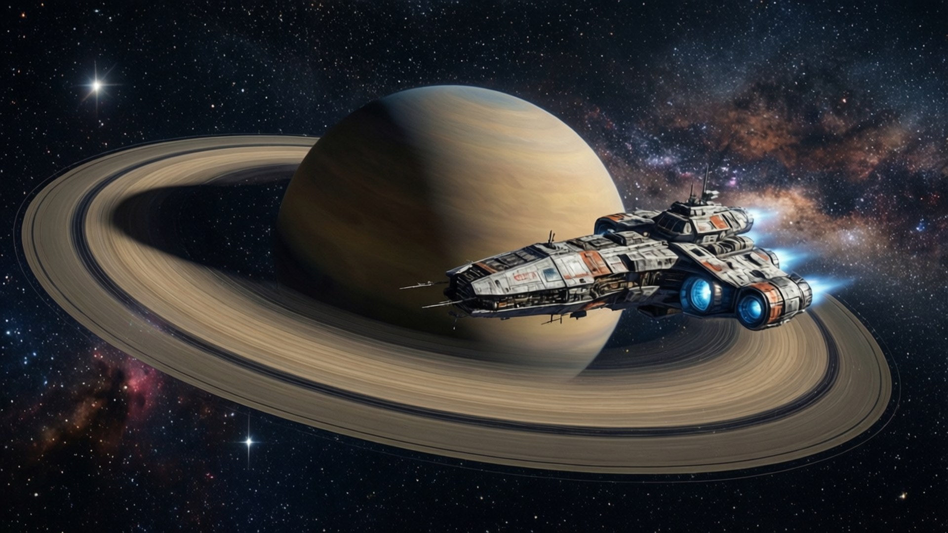 Romskip over planet Bakgrunner