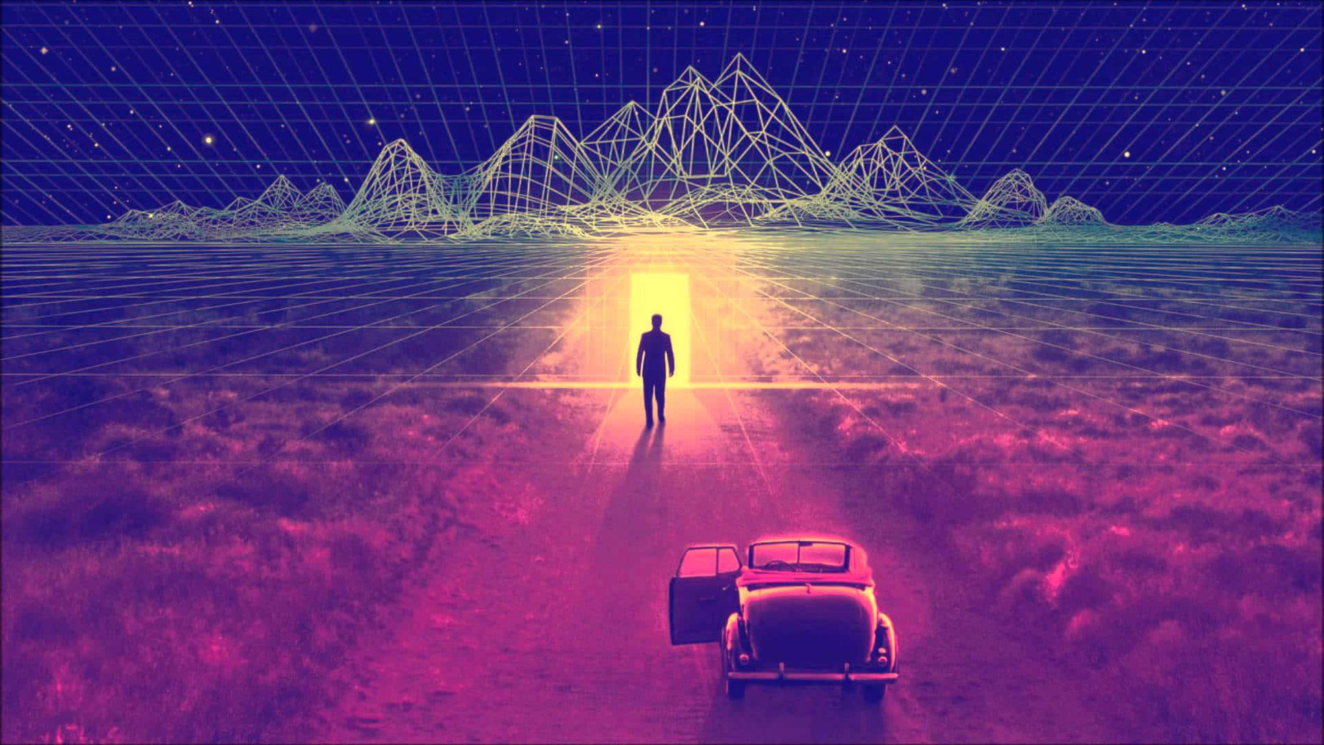 Rosa 80-tallsestetikk The Thirteenth Floor digital kunst Bakgrunner
