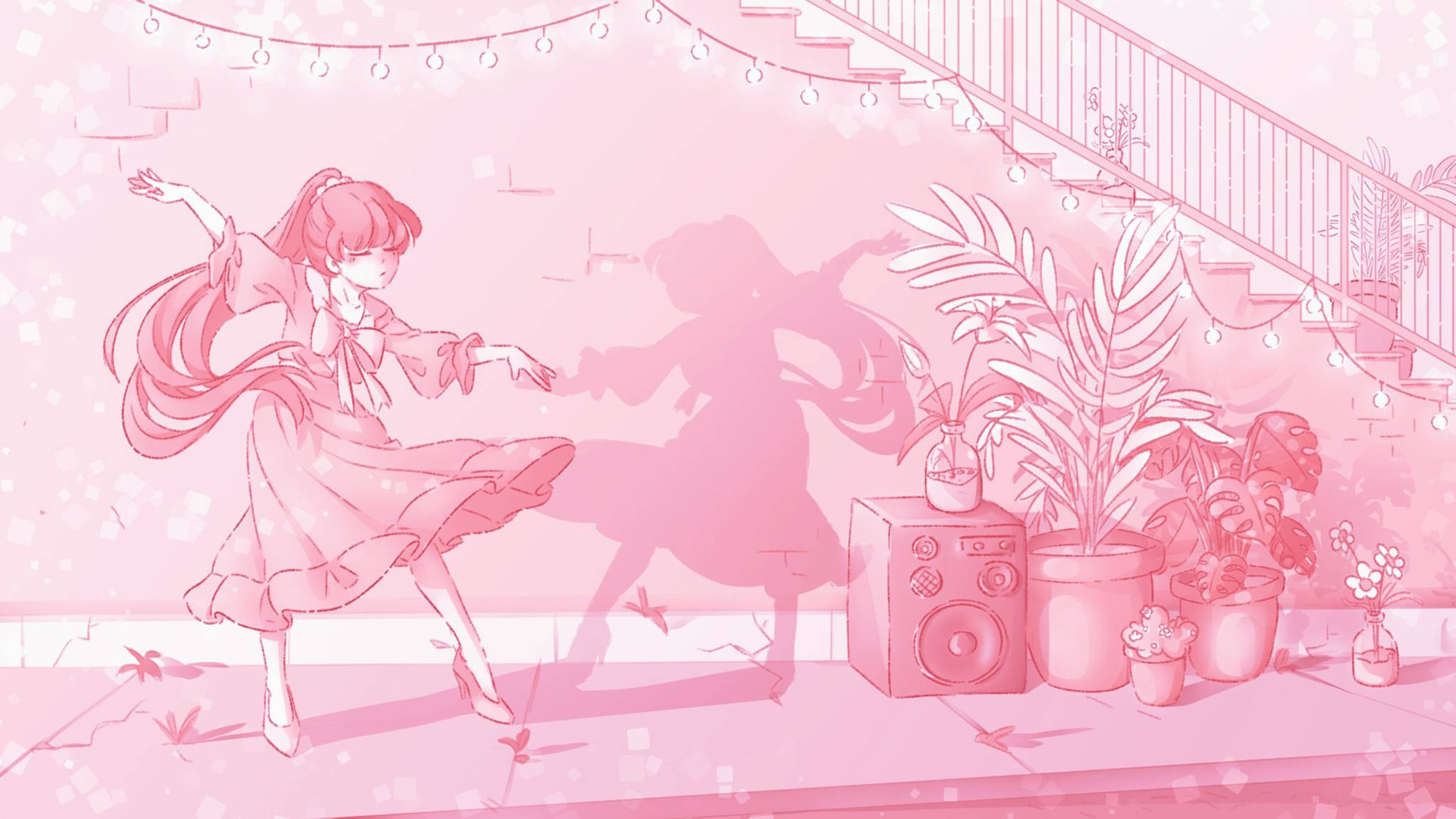 Rosa anime estetisk danser Bakgrunner
