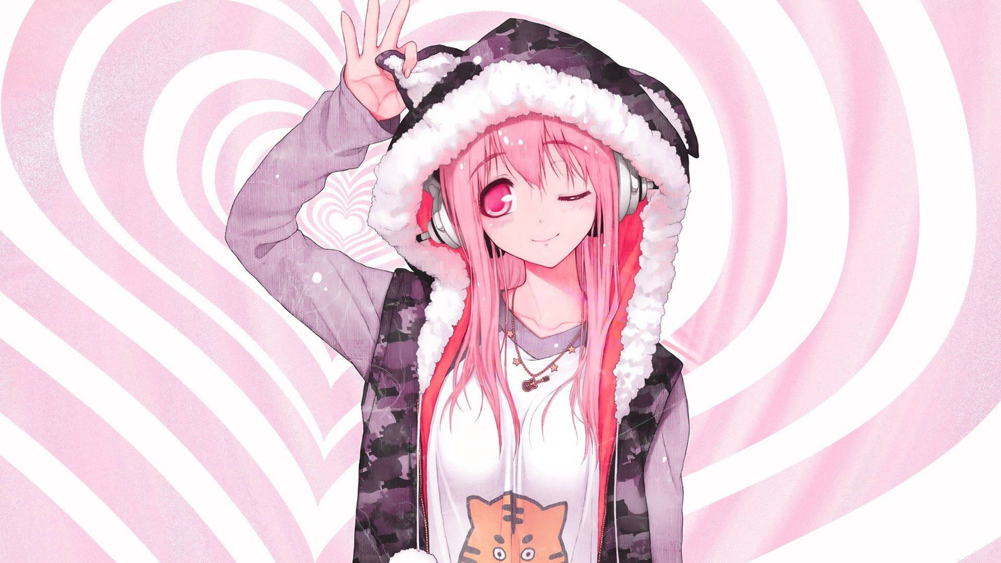 Rosa anime-estetisk Super Sonico Bakgrunner