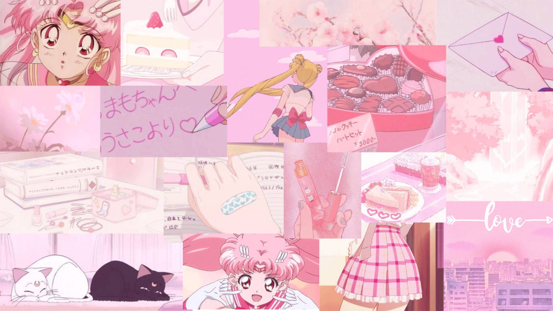 Rosa anime-estetikk Sailor Moon Bakgrunner