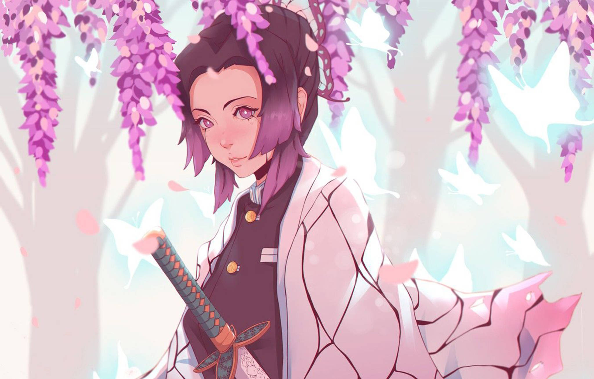 Rosa anime-estetikk Shinobu Bakgrunner