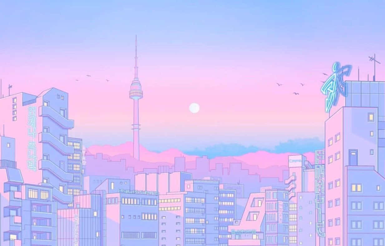 Rosa anime-estetiske bilder Bakgrunner