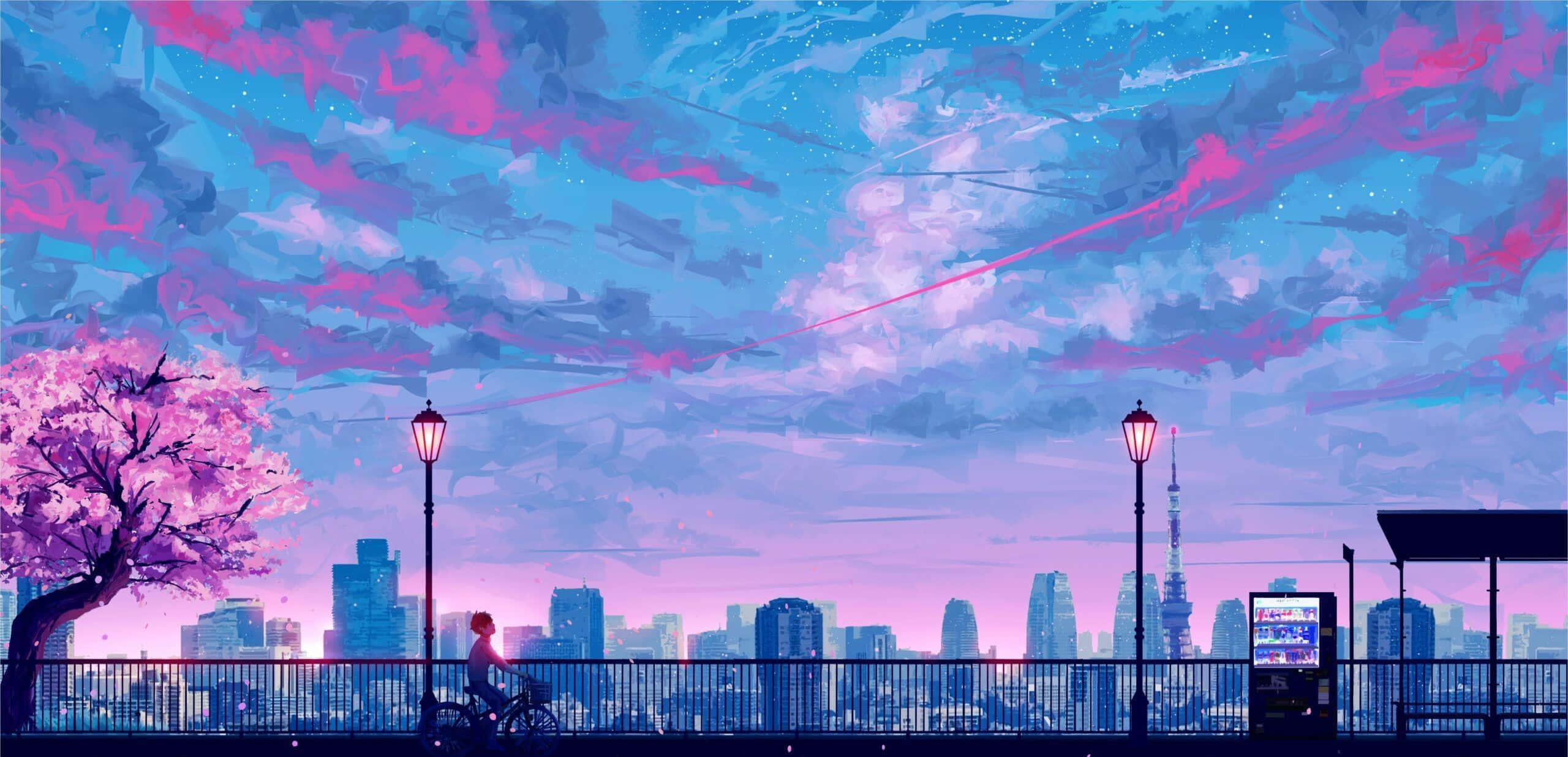 Rosa anime-estetiske bilder Bakgrunner