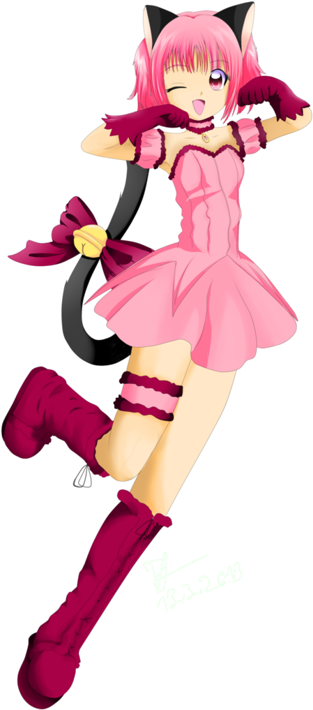 Rosa animekattjente som danser Bakgrunner