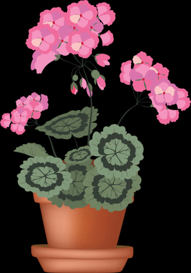 Rosa blomster i terrakottapotte illustrasjon Bakgrunner
