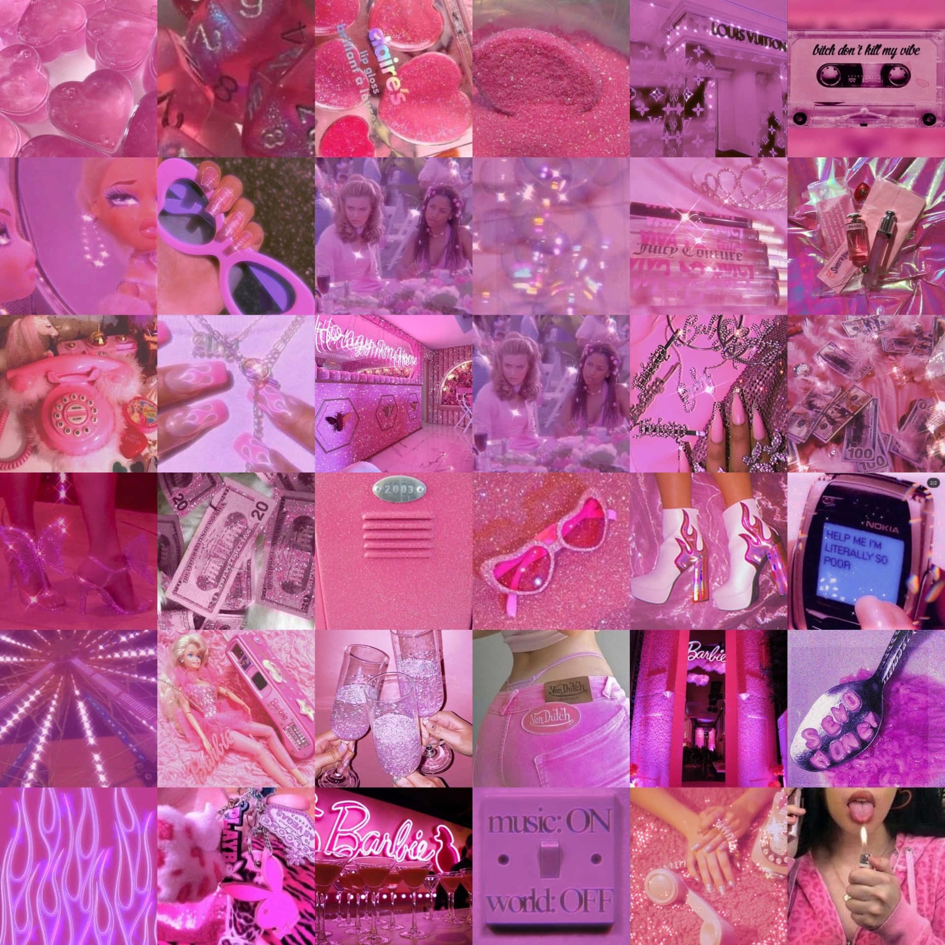 rosa collage med mange rosa gjenstander Bakgrunner