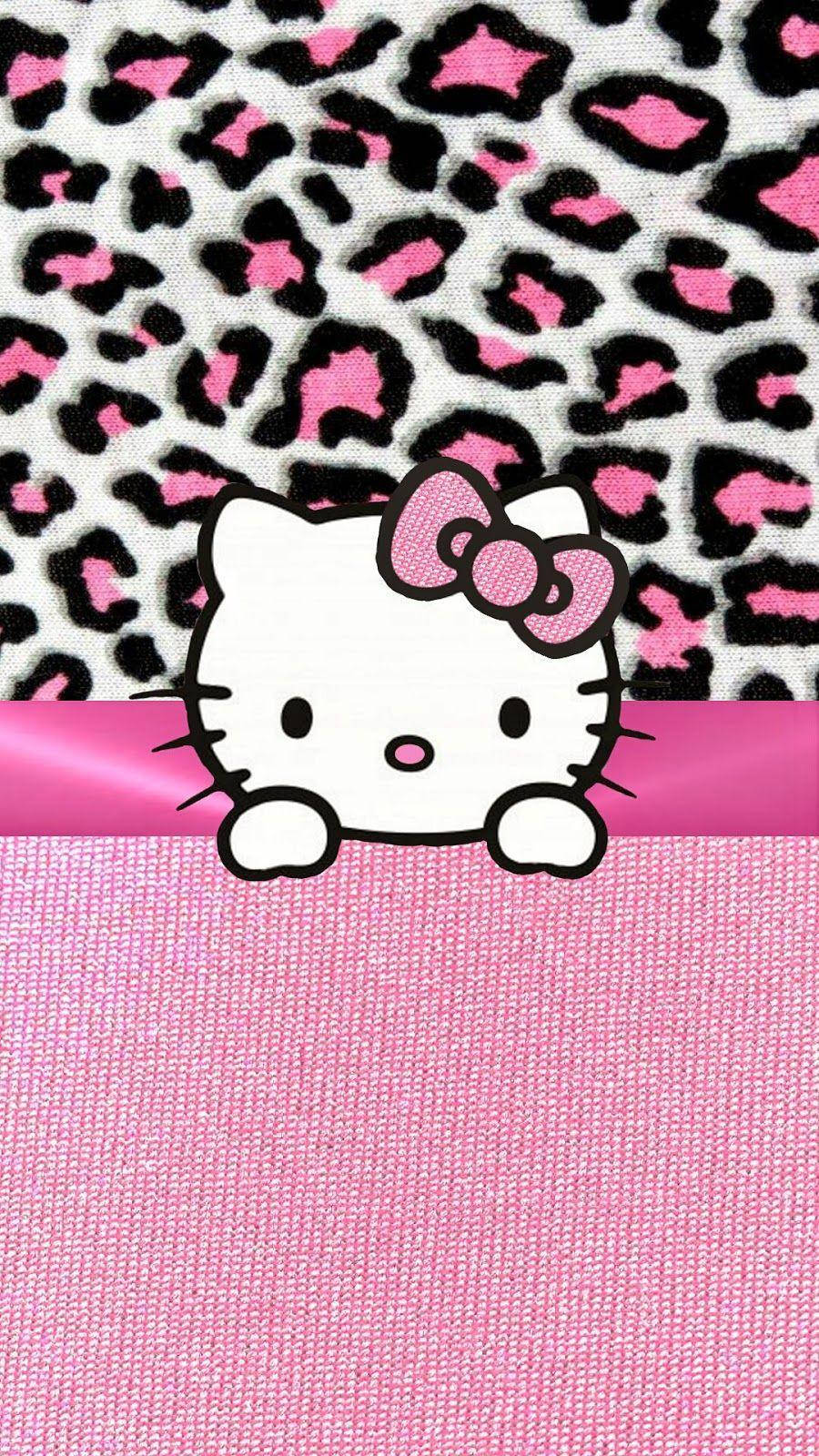 Rosa Hello Kitty med leopardmønster Bakgrunner