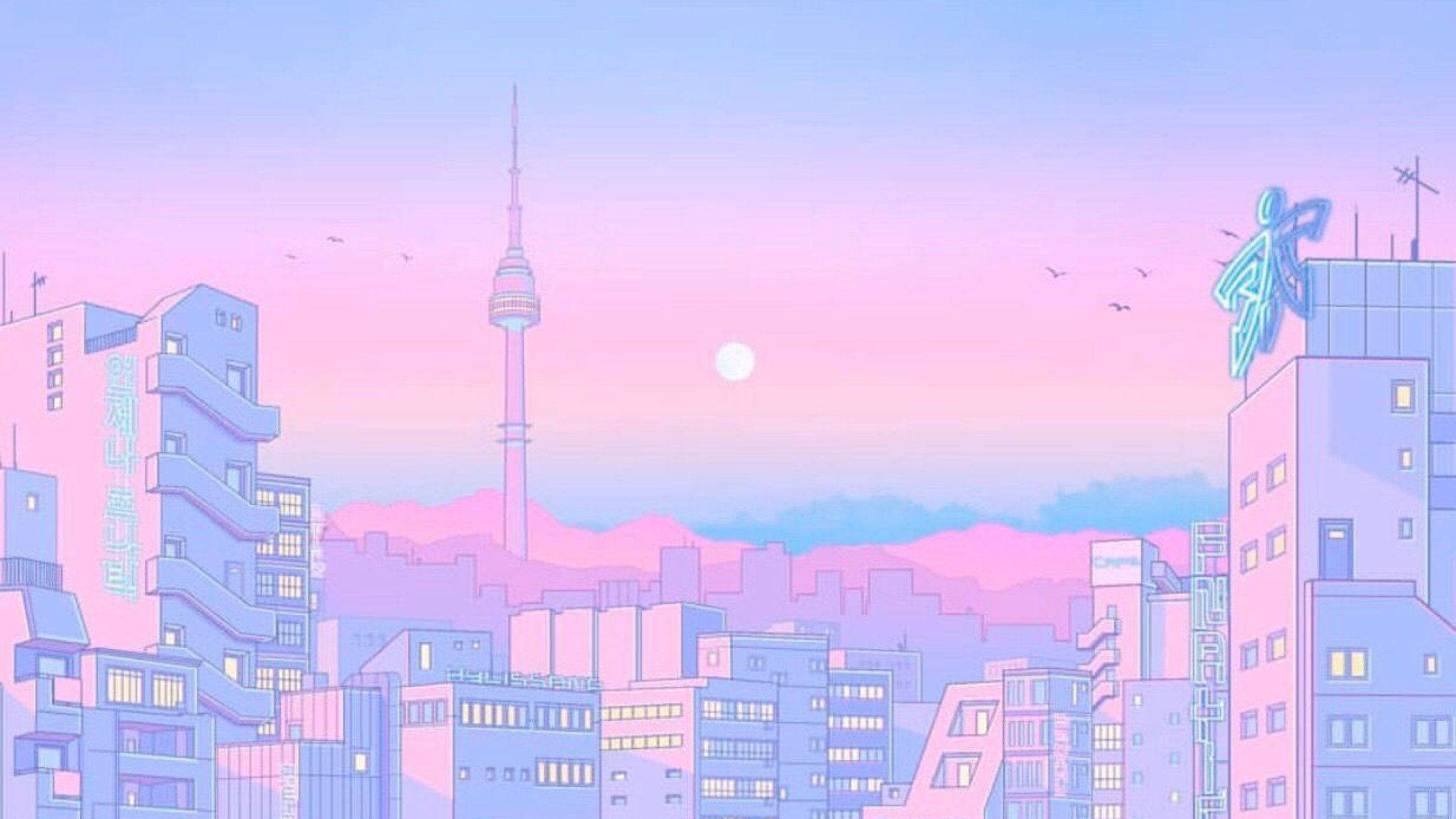 Rosa horisont pastell estetisk Tumblr laptop Bakgrunner
