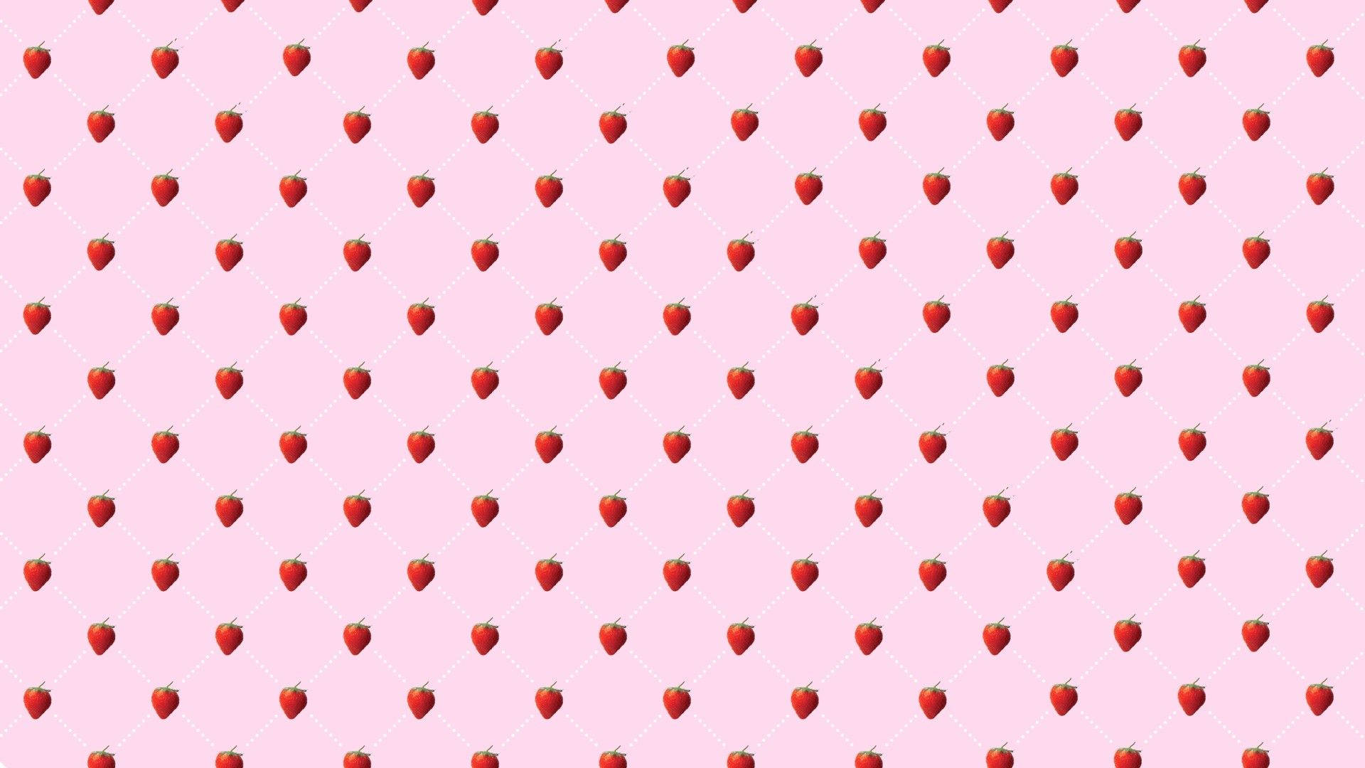 Rosa kawaii jordbær sømløst mønster Bakgrunner