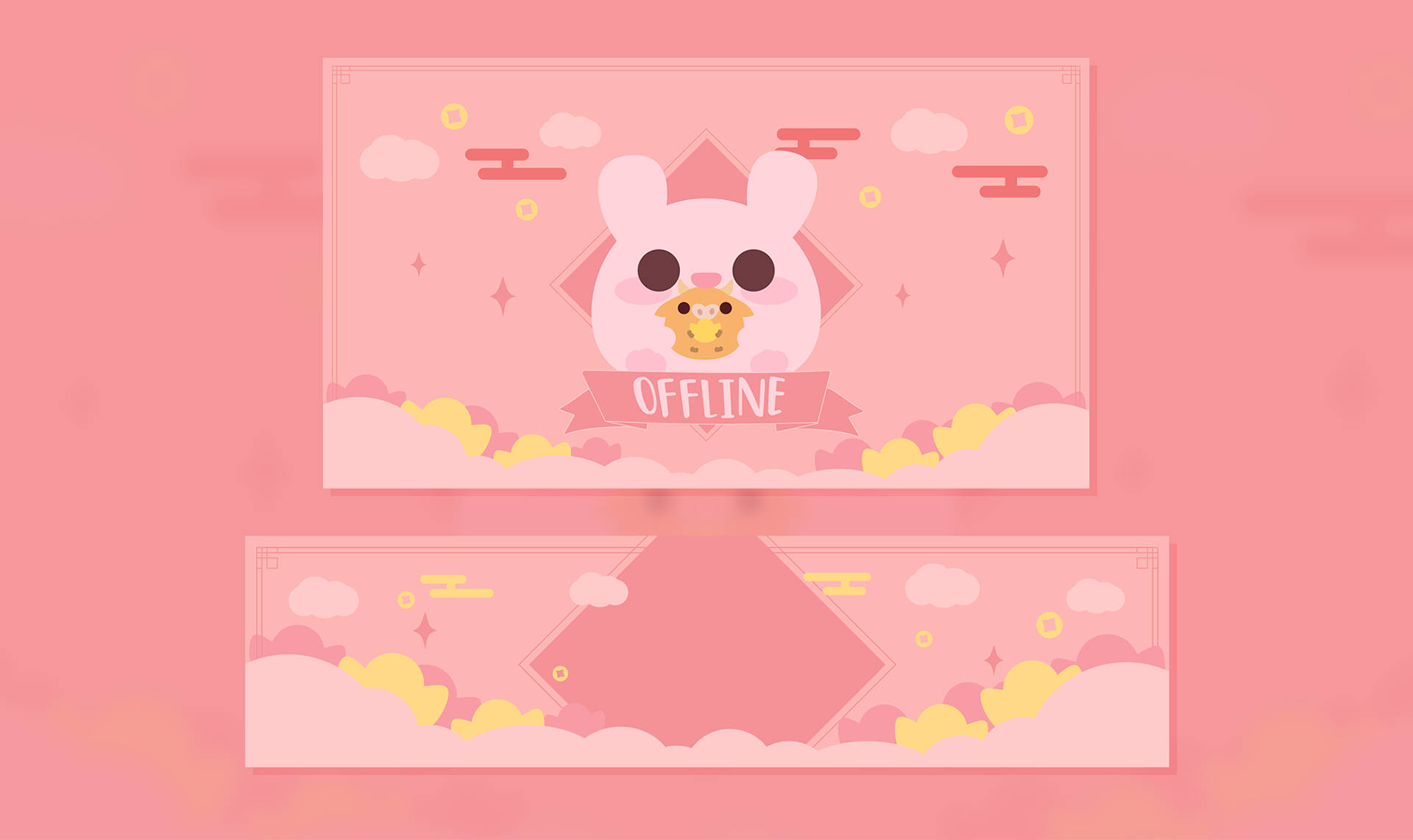 Rosa kawaii-kanin Twitch-strømdesign Bakgrunner
