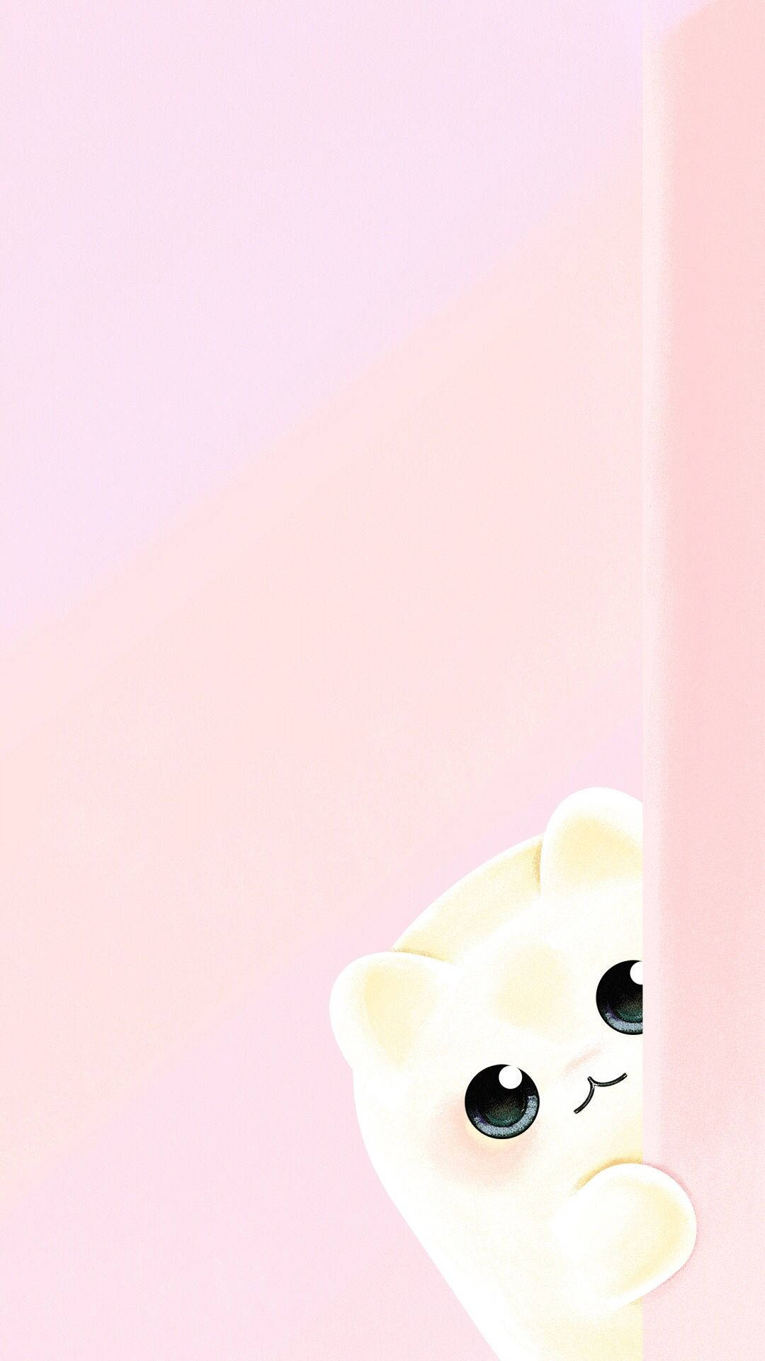 Rosa kawaii katt som titter frem Bakgrunner