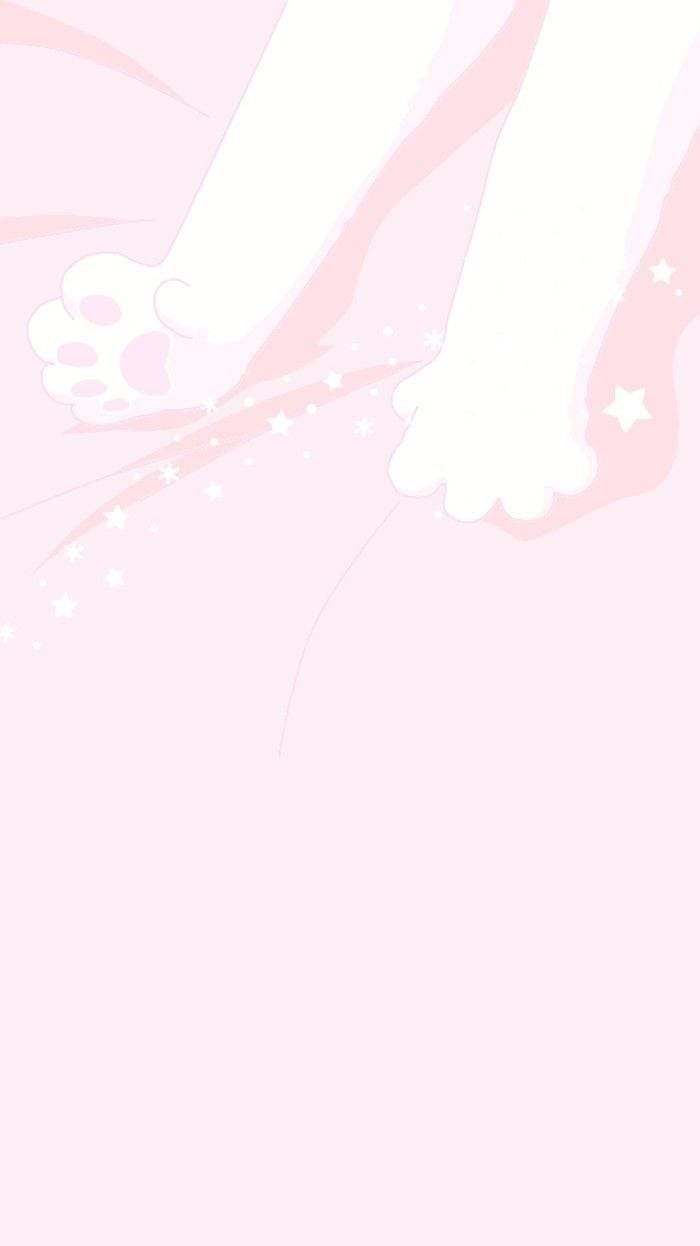 Rosa kawaii katt som strekker seg Bakgrunner