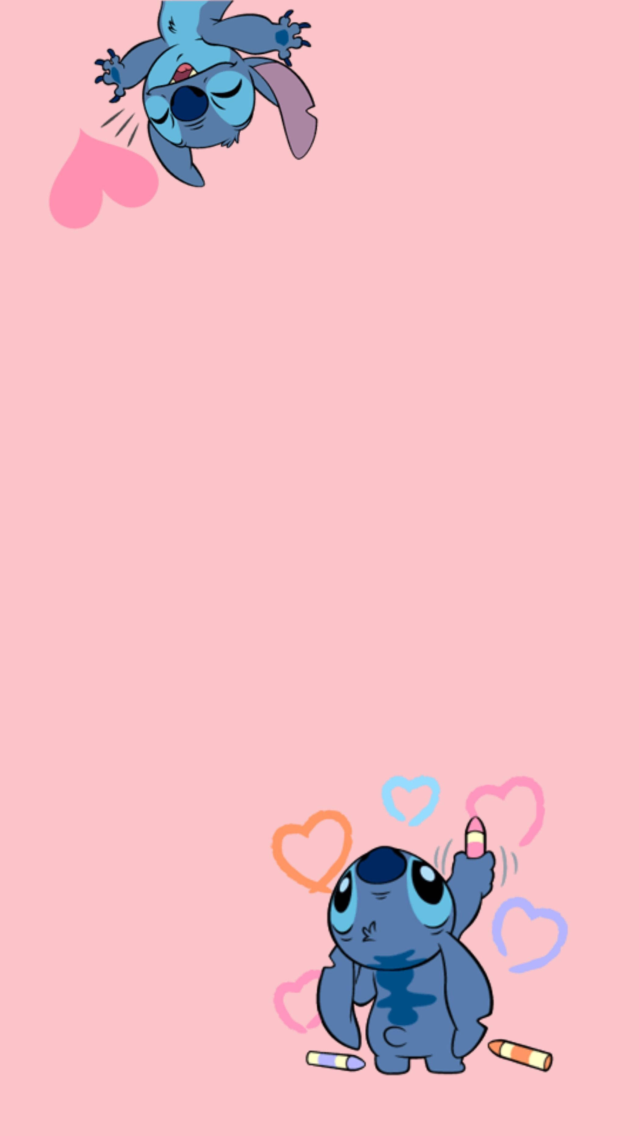 Rosa Lilo og Stitch iPhone-hjerter Bakgrunner