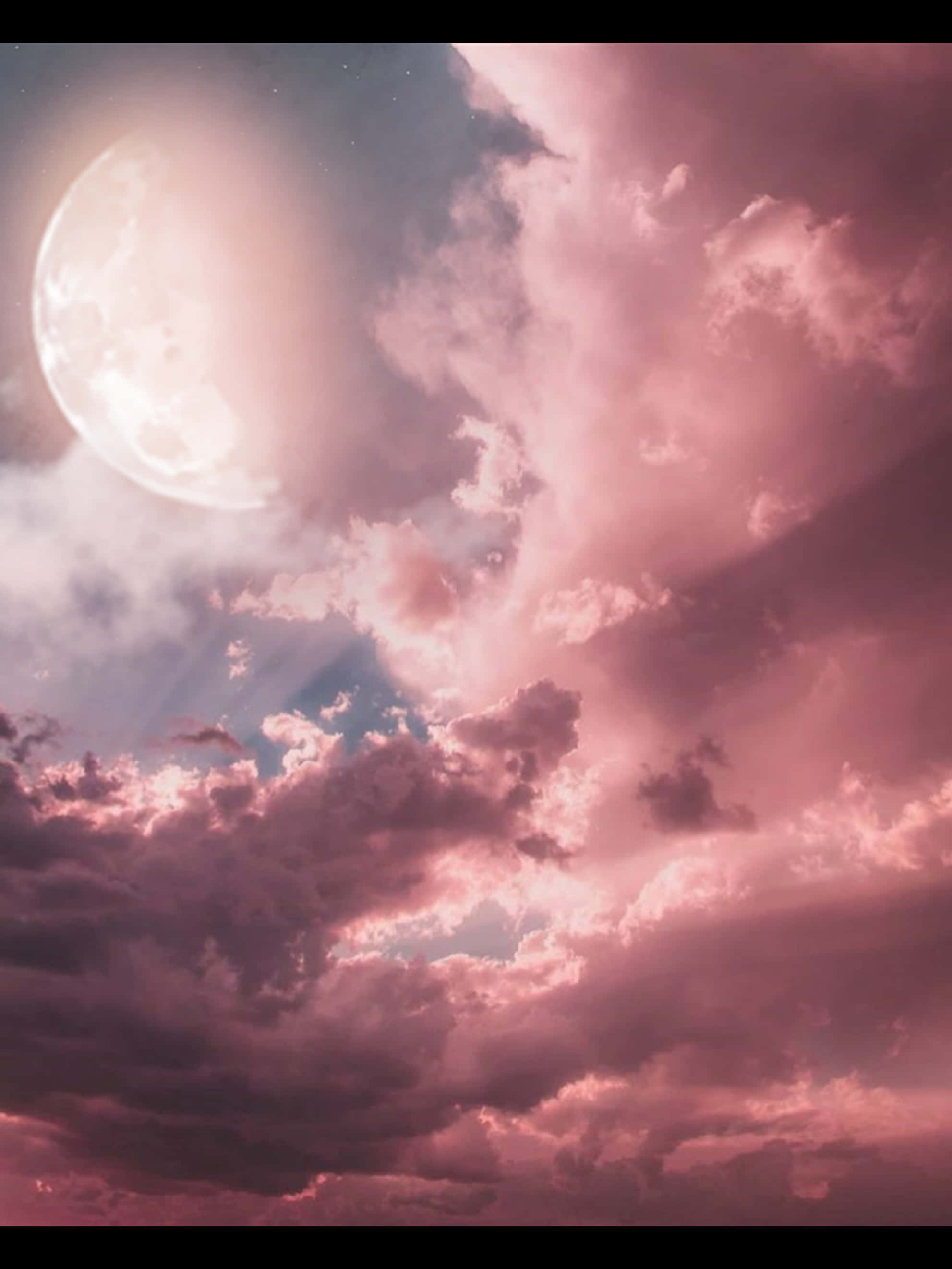 Rosa måne og skyet himmel Bakgrunner