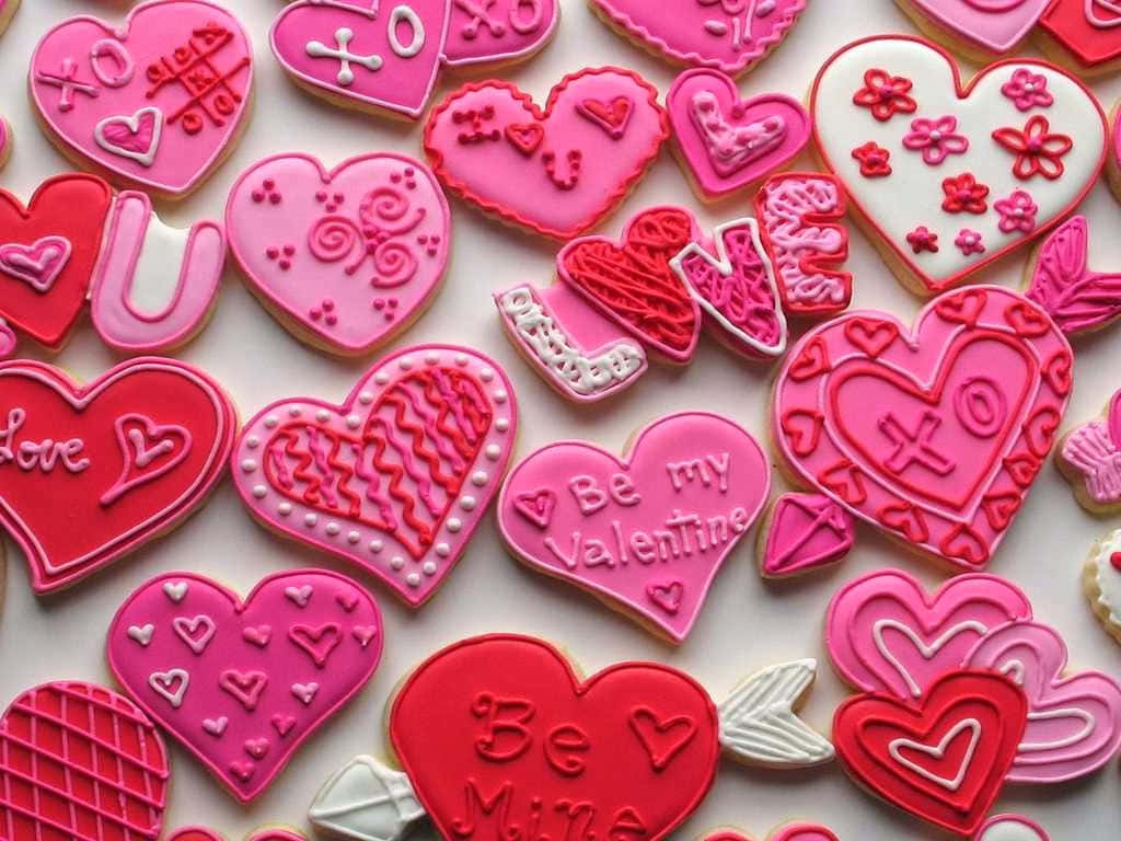 Rosa søte Valentinsdagskjeks Bakgrunner