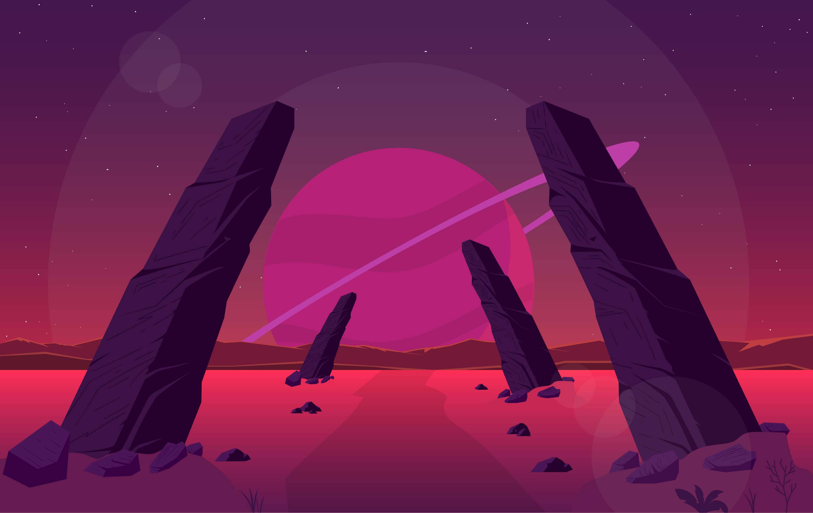 Rosa Stonehenge vektorkunst Bakgrunner