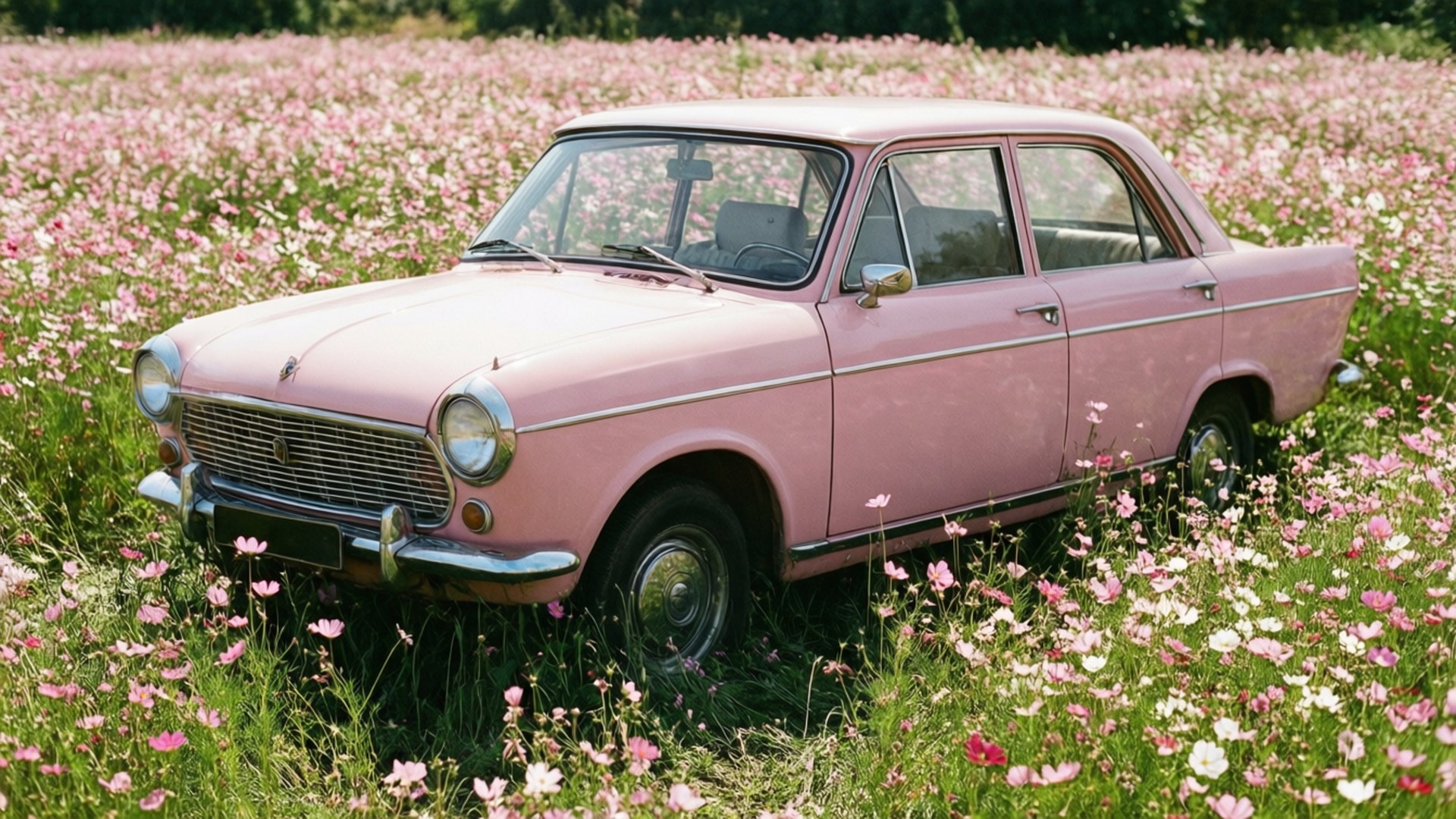 Rosa vintagebil Bakgrunner