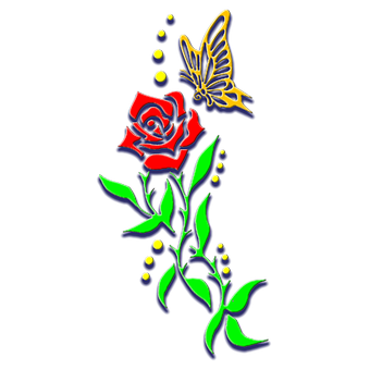 Rose og sommerfugl kunstverk Bakgrunner