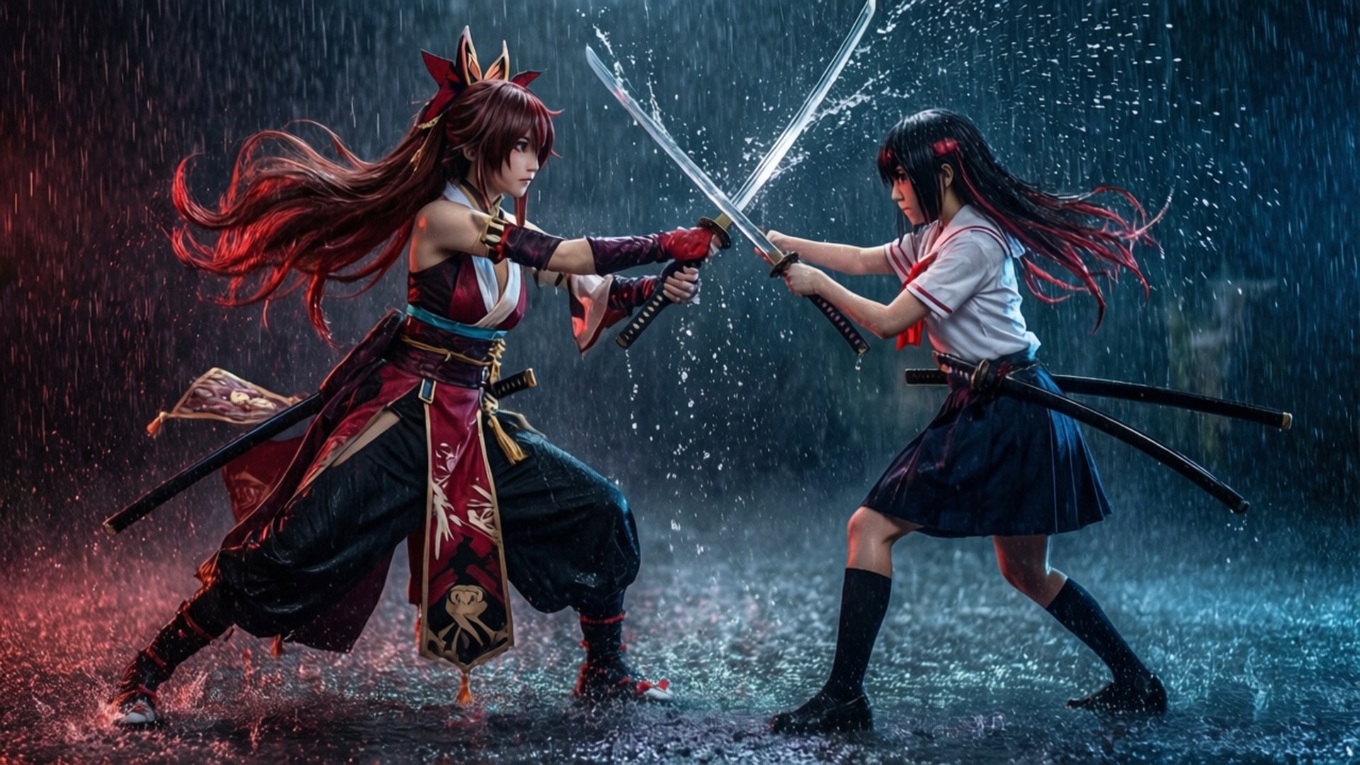 Ryuuko og Satsuki duell i regn Bakgrunner