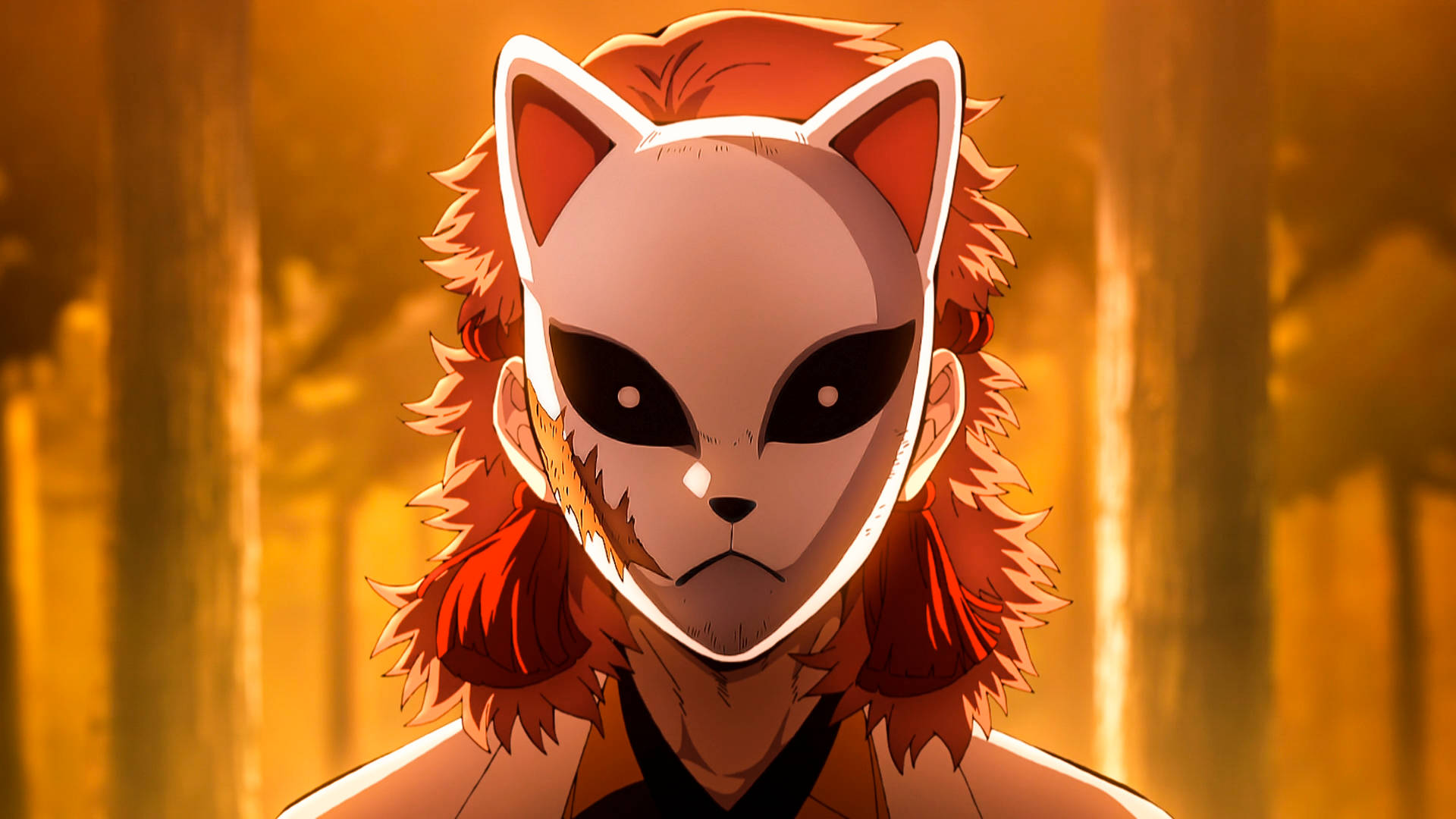 Sabito iført Kitsune-maske i Demon Slayer Bakgrunner