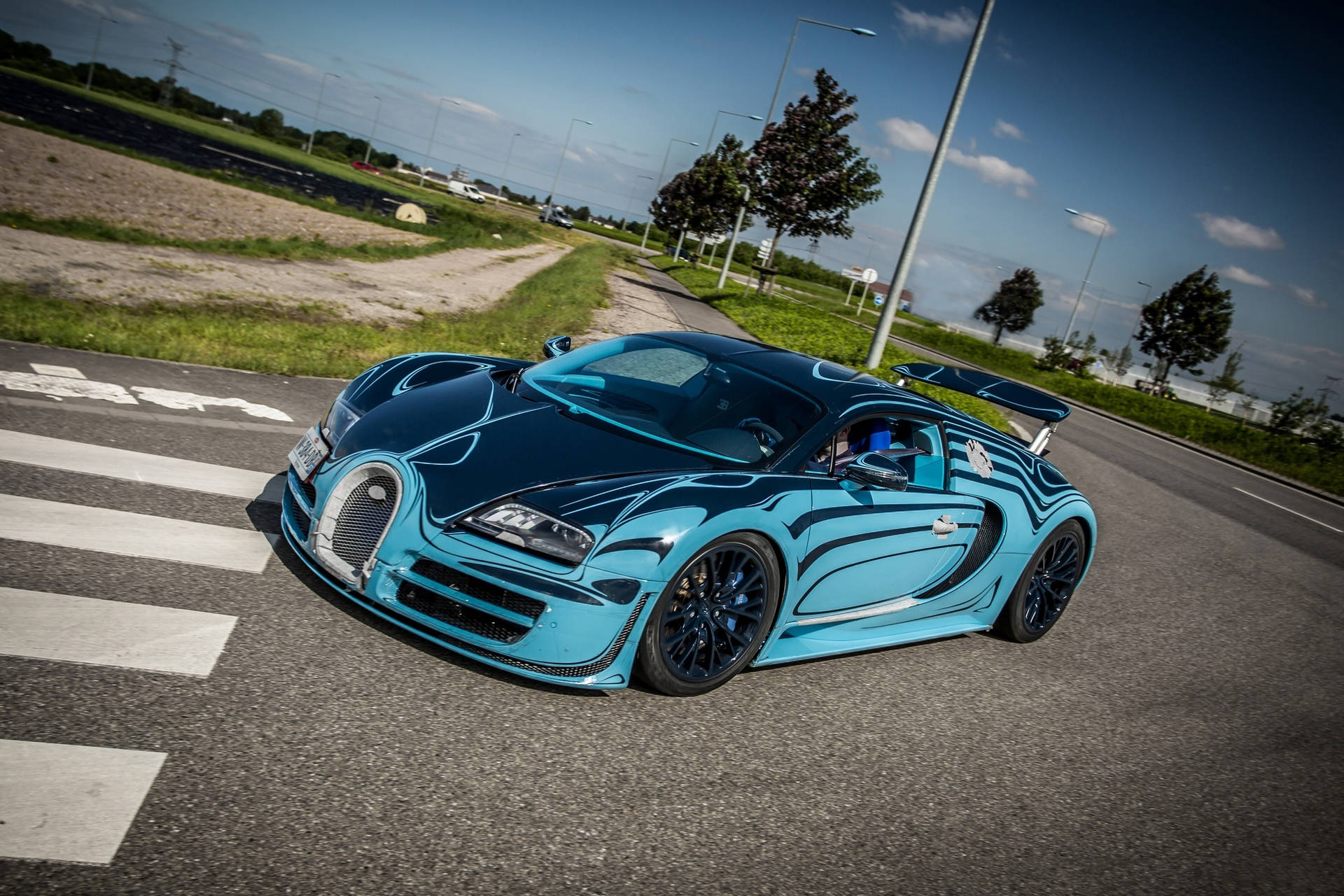 Safirblå Bugatti Veyron bakgrunnsbilde