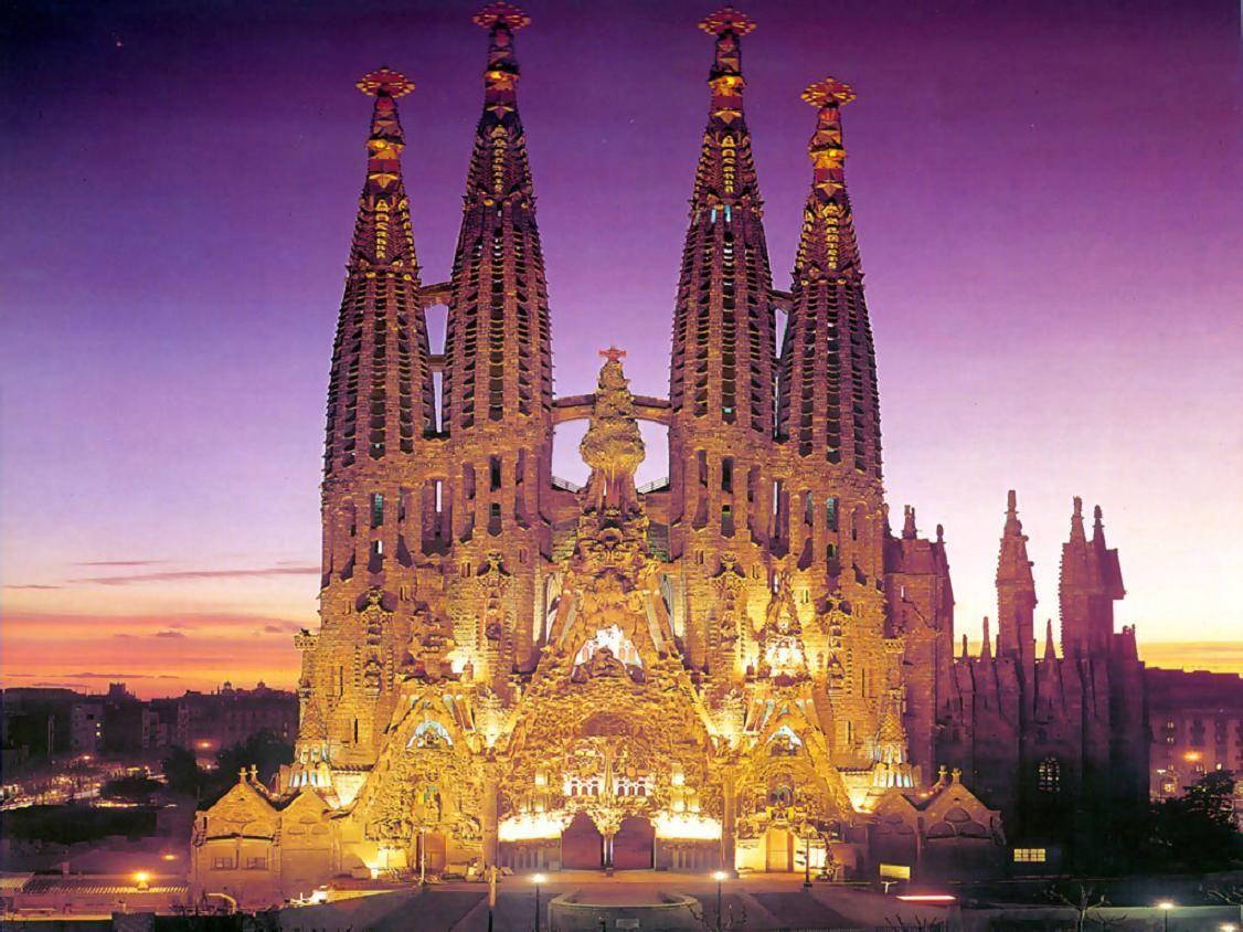 Sagrada Familia Lilla Himmel Natt Bakgrunner