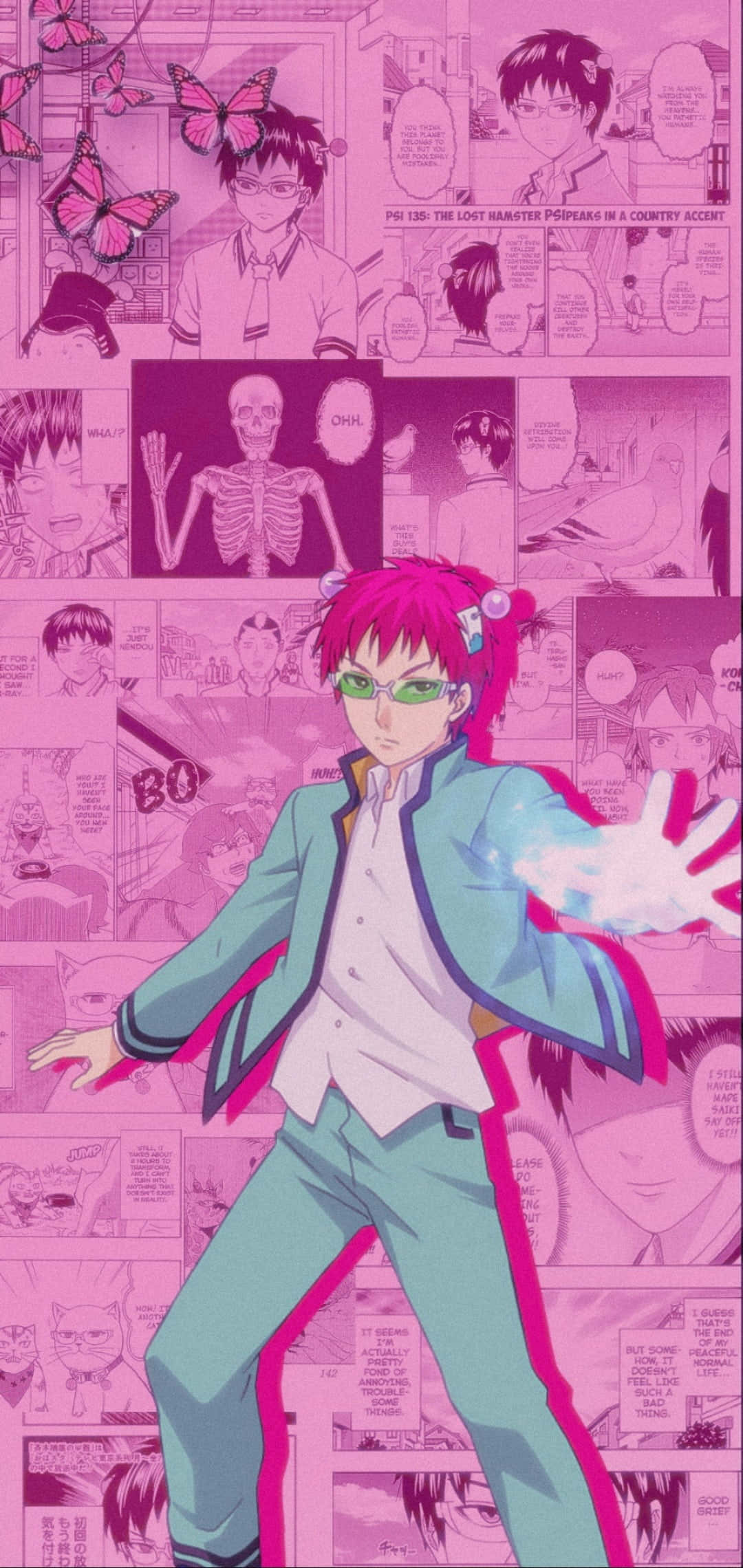 Saiki Kusuo med sine psykiske krefter i animeen «Saiki Kusuo No Psi Nan» Bakgrunner