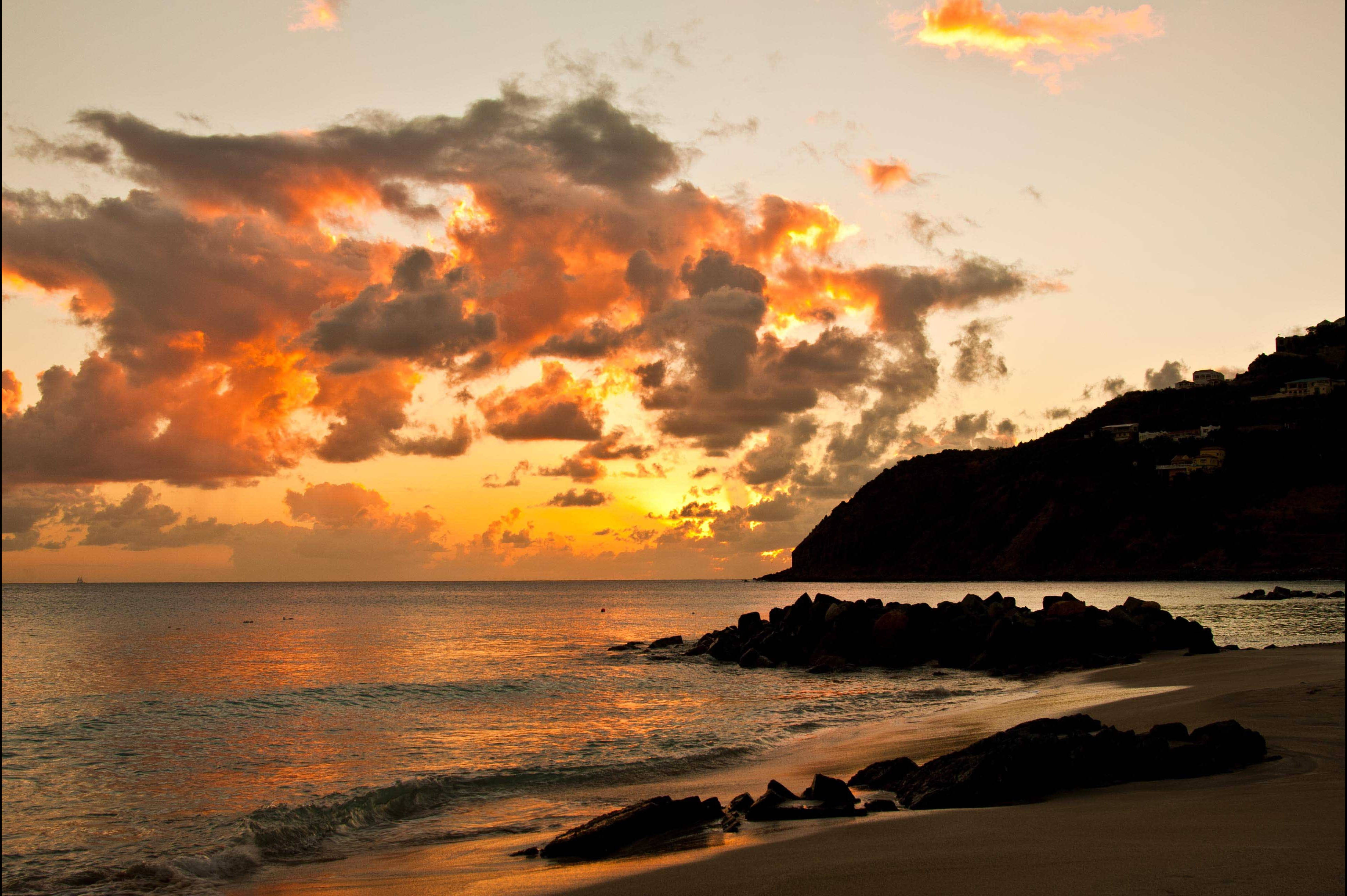 Saint Martin vakker solnedgang Bakgrunner