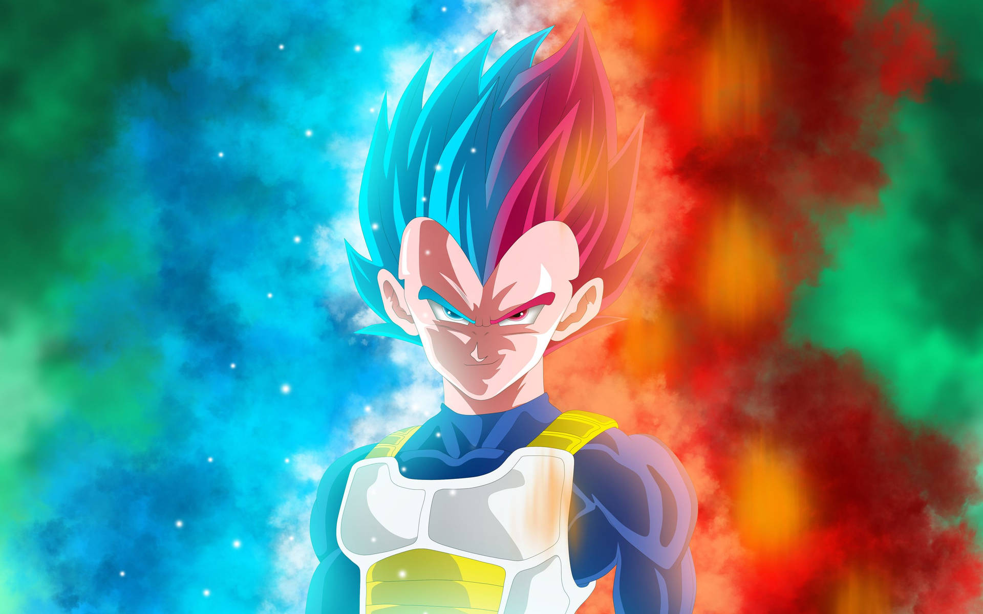 Vegeta Dragon Ball i fargerike farger, super saiyan anime-karakter. Dragon ball z super broly.