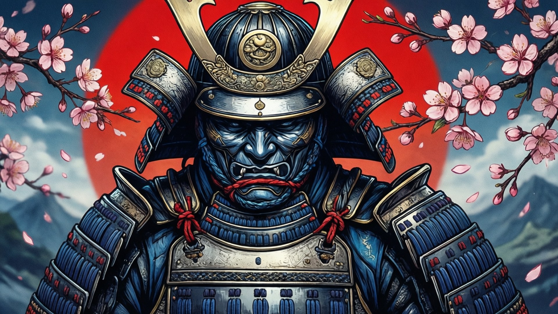 Samurai Blomst Kult Tegning Bakgrunner