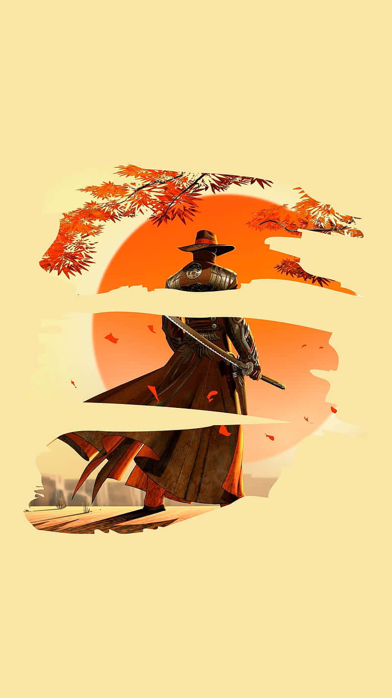 Samurai Cowboy Estetisk Anime Solnedgang Bakgrunner