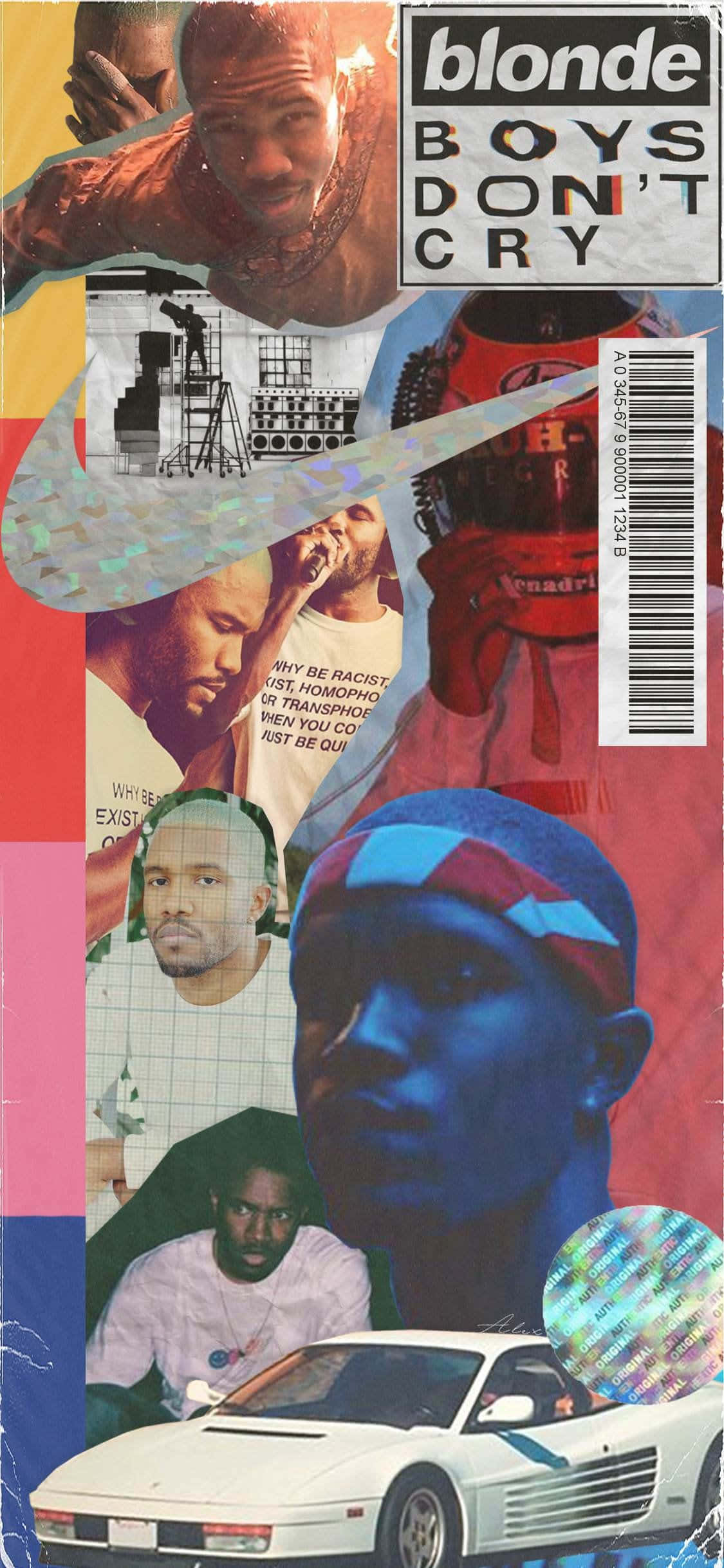 Sangeren Frank Ocean svever gledesfylt gjennom en rosaaktig tåke Bakgrunner