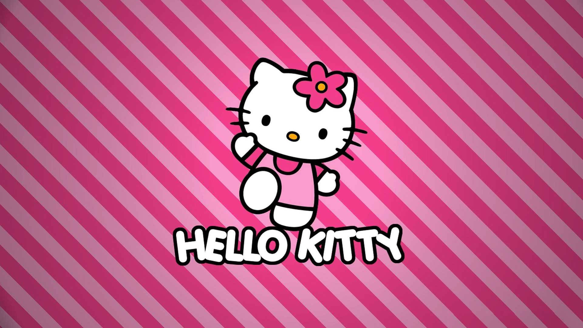 Sanrio-skrivebordsbakgrunn Hello Kitty med rosa striper Bakgrunner