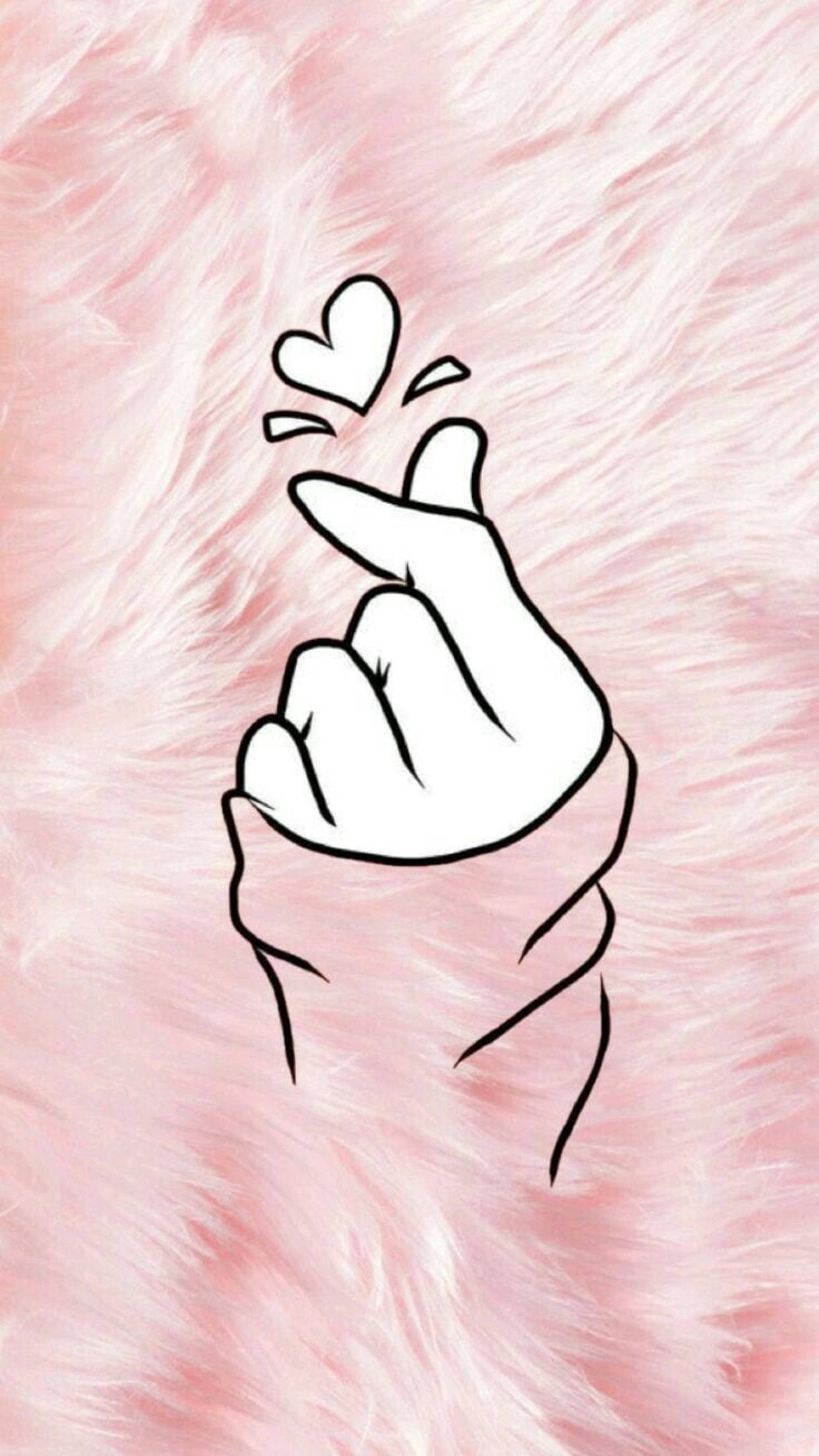 Saranghae fingerhjerte på rosa teppe Bakgrunner