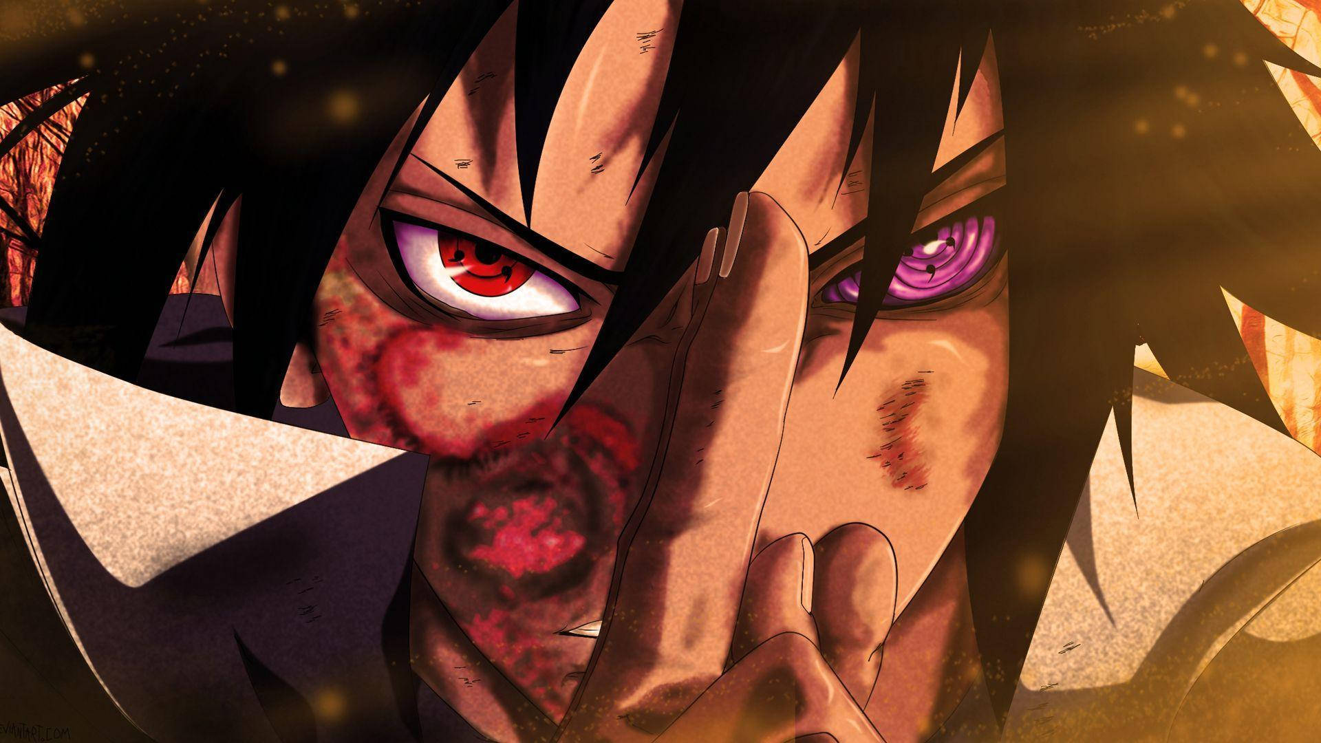 Bakgrunnsbilde av Sasuke Uchiha som er farlig og dødelig.