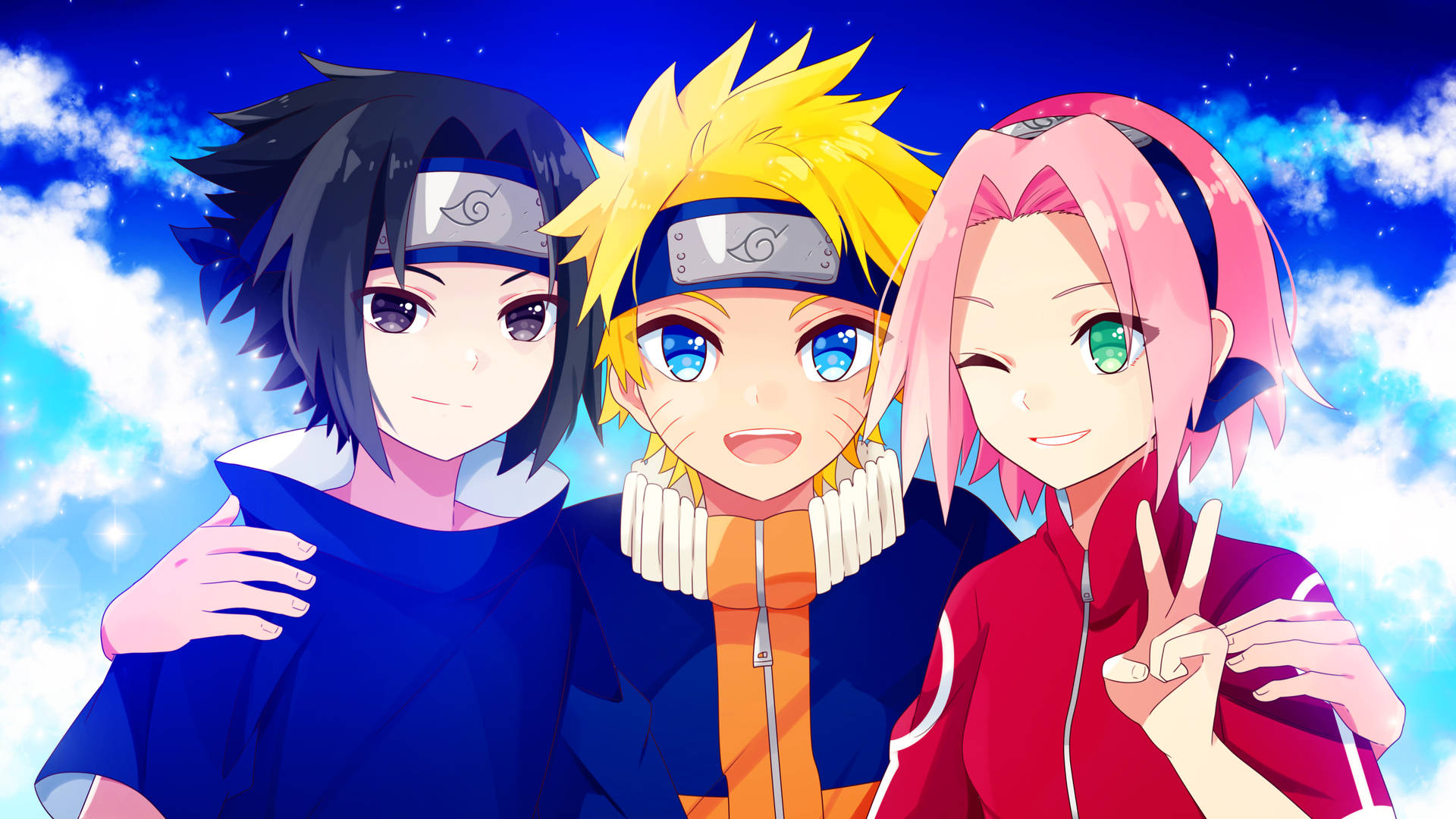 Sasuke, Naruto og Sakura 4K Bakgrunner