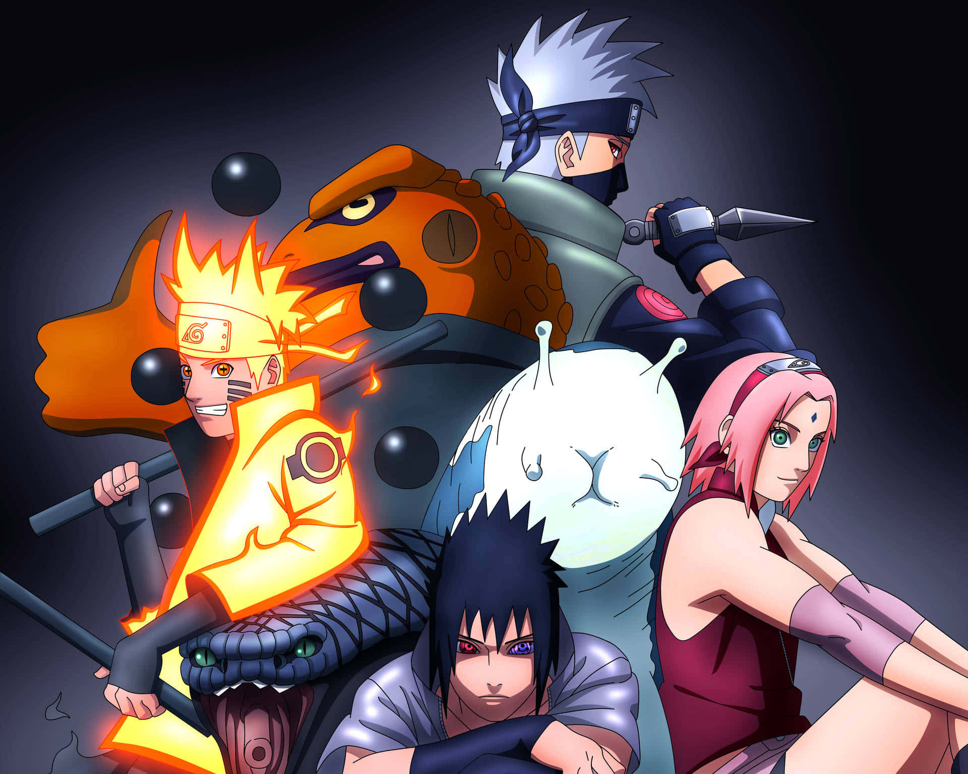 Sasuke (Uchiha), Naruto (Uzumaki) og Sakura (Haruno) fra Team 7 klare for sitt neste oppdrag! Bakgrunner