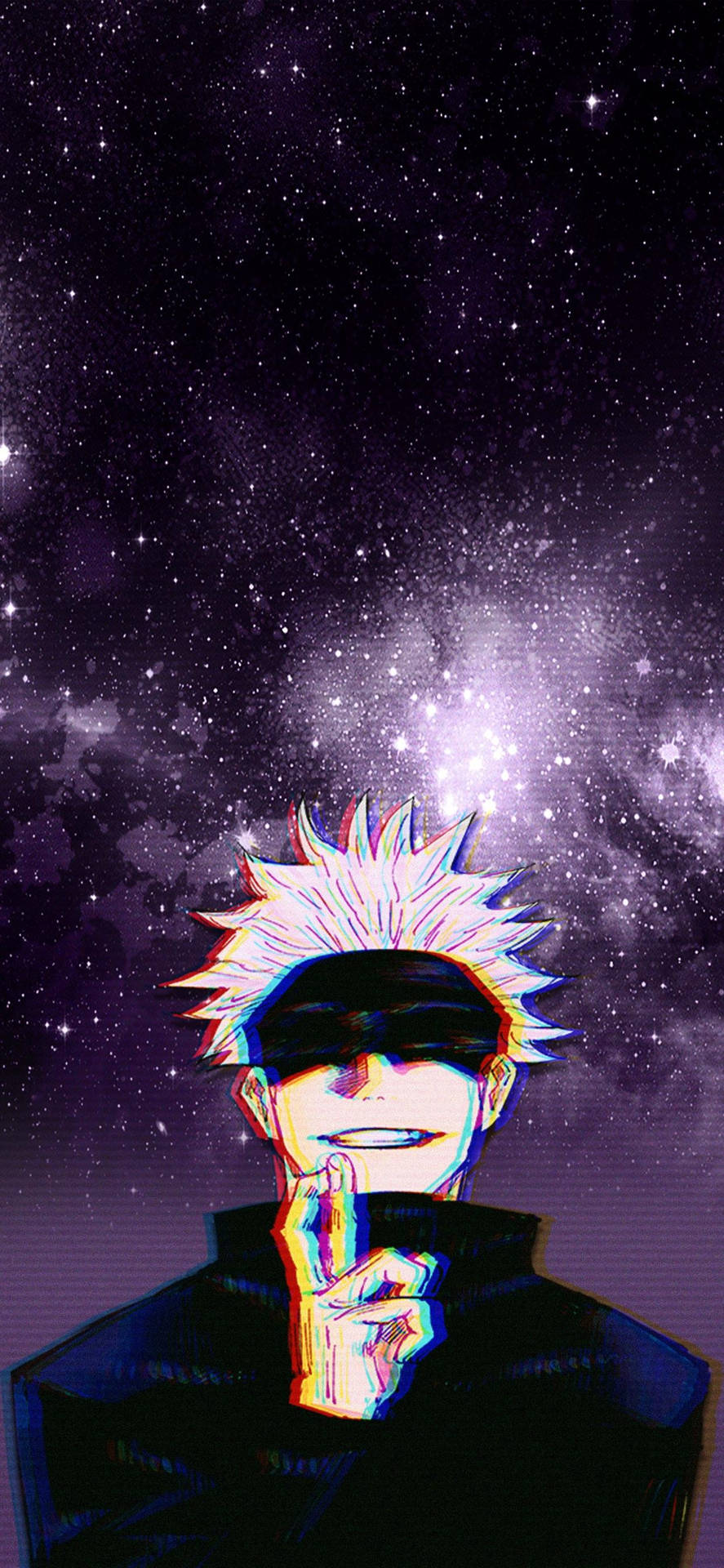 Satoru Gojo Jujutsu Kaisen uendelig galakse redigering-bakgrunn