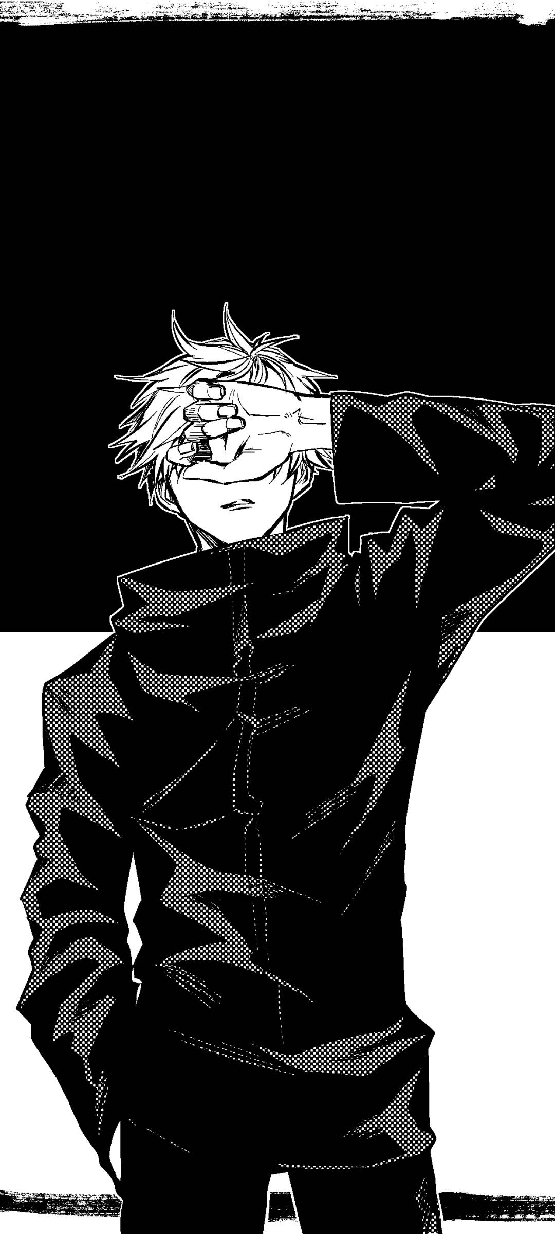 Satoru Gojo Monokrom Kunst Jujutsu Kaisen Telefon Bakgrunner