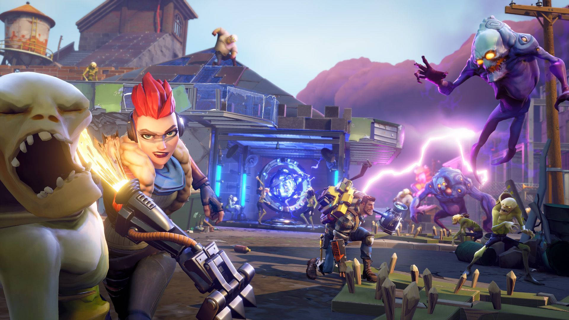 Save the world-modus i Fortnite, Spillere mot Zombier HD-bakgrunn.