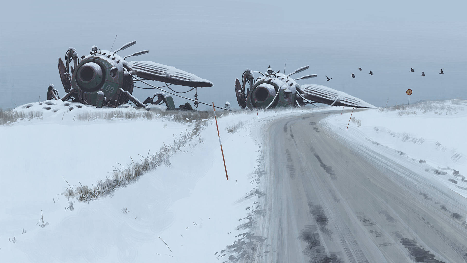 Sci-fi-landskap med podd-panser Bakgrunner