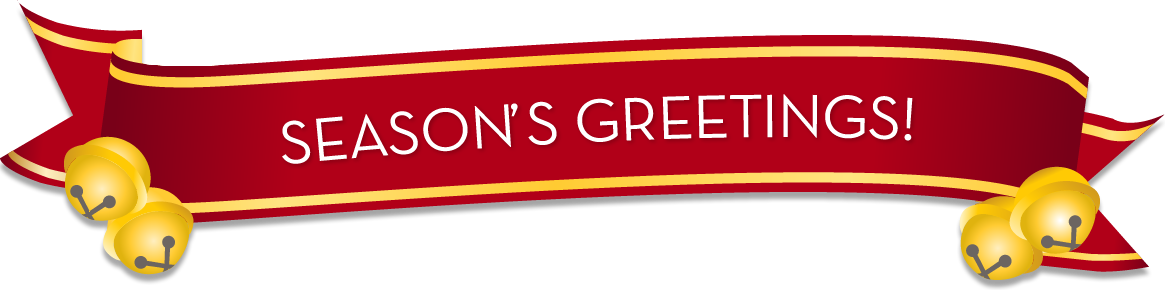 Seasons Greetings Banner med Klokker Bakgrunner