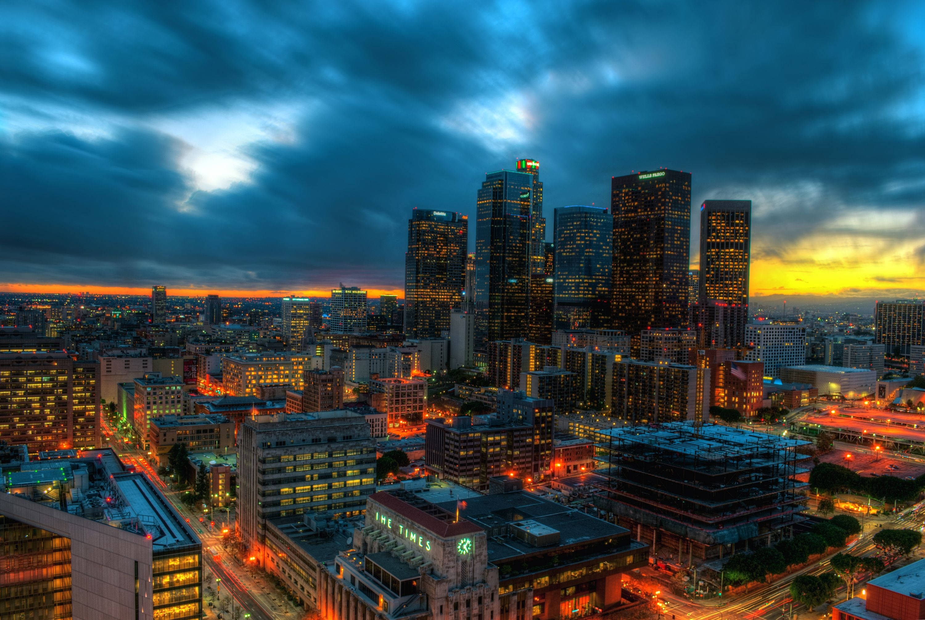 Sentral Los Angeles solnedgang Bakgrunner