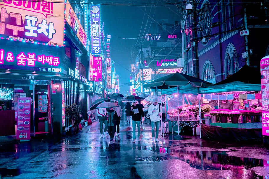 Seoul Neon Rosa By Bakgrunner