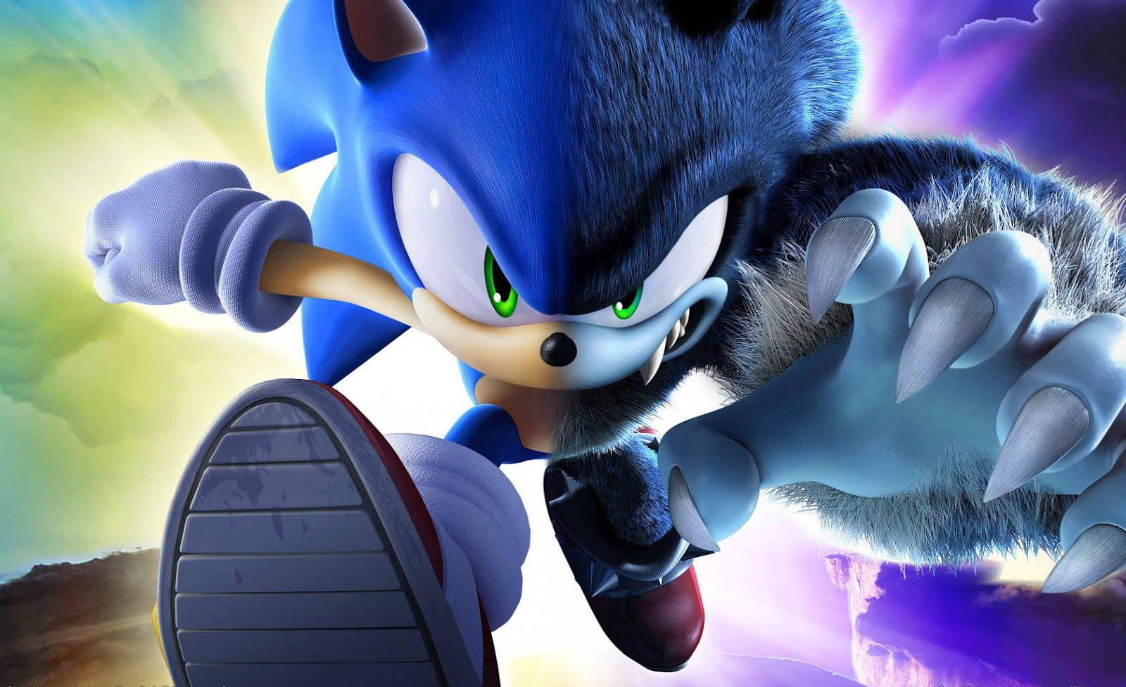 Bakgrunnsbilde der Sonic the Hedgehog forvandles til Werehog.